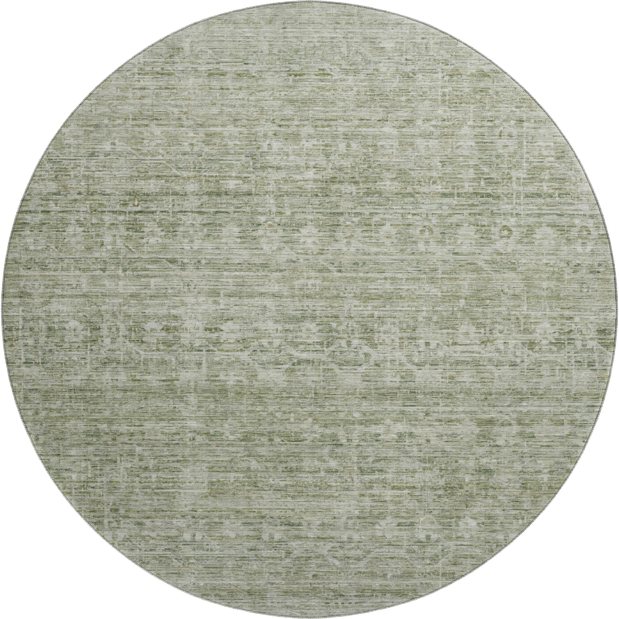 Seville Machine Washable Transitional Sage Green Rug 8' x 8' #shape_Round