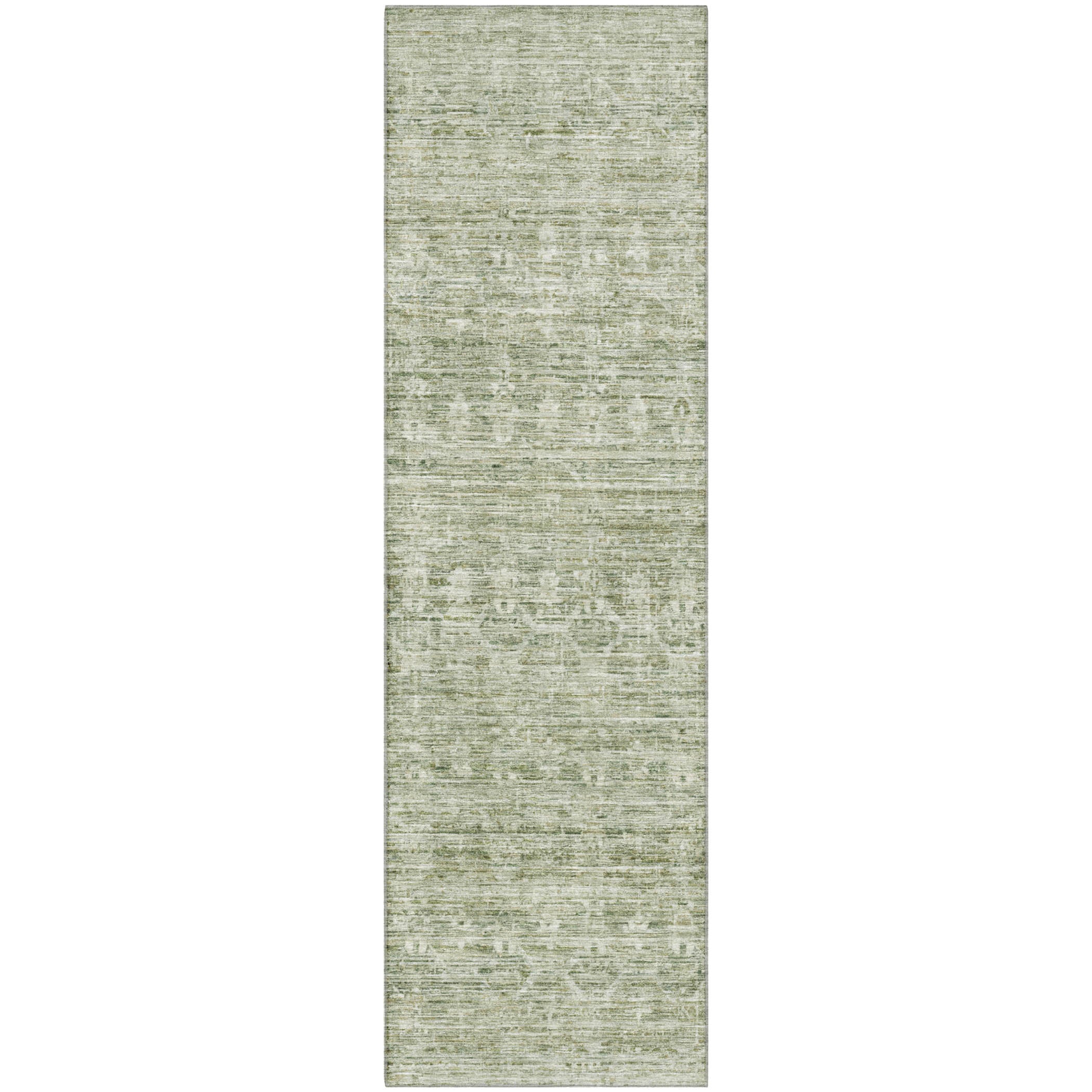 Seville Machine Washable Transitional Sage Green Rug 2'3" x 7'6" #shape_Runner