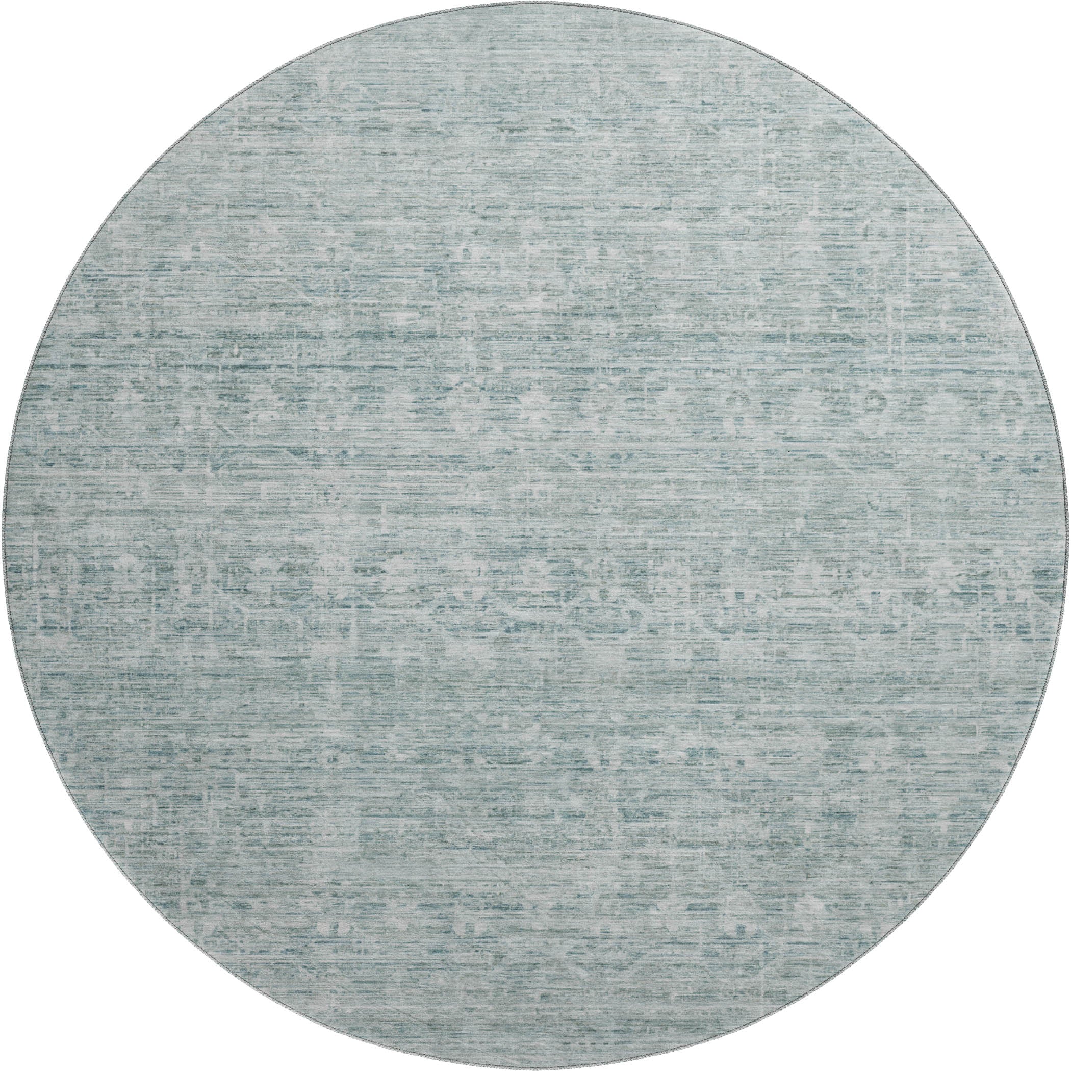 Seville Machine Washable Transitional Turquoise Teal Rug 8' x 8' #shape_Round