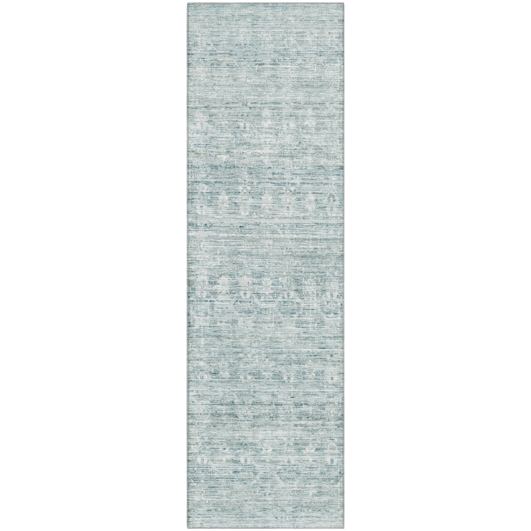 Seville Machine Washable Transitional Turquoise Teal Rug 2'3" x 7'6" #shape_Runner