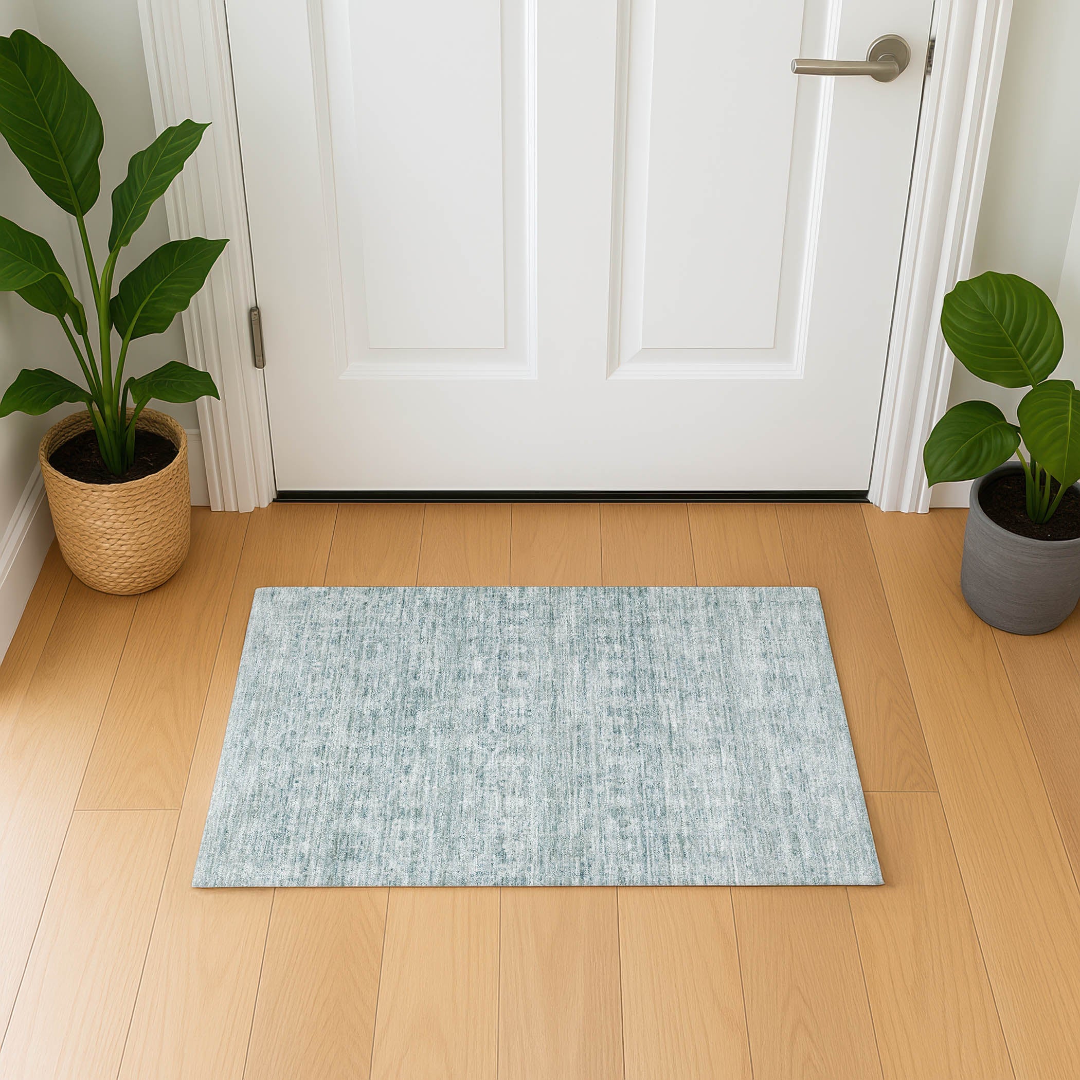 Seville Machine Washable Transitional Turquoise Teal Rug 1'8" x 2'6" #shape_Rectangle