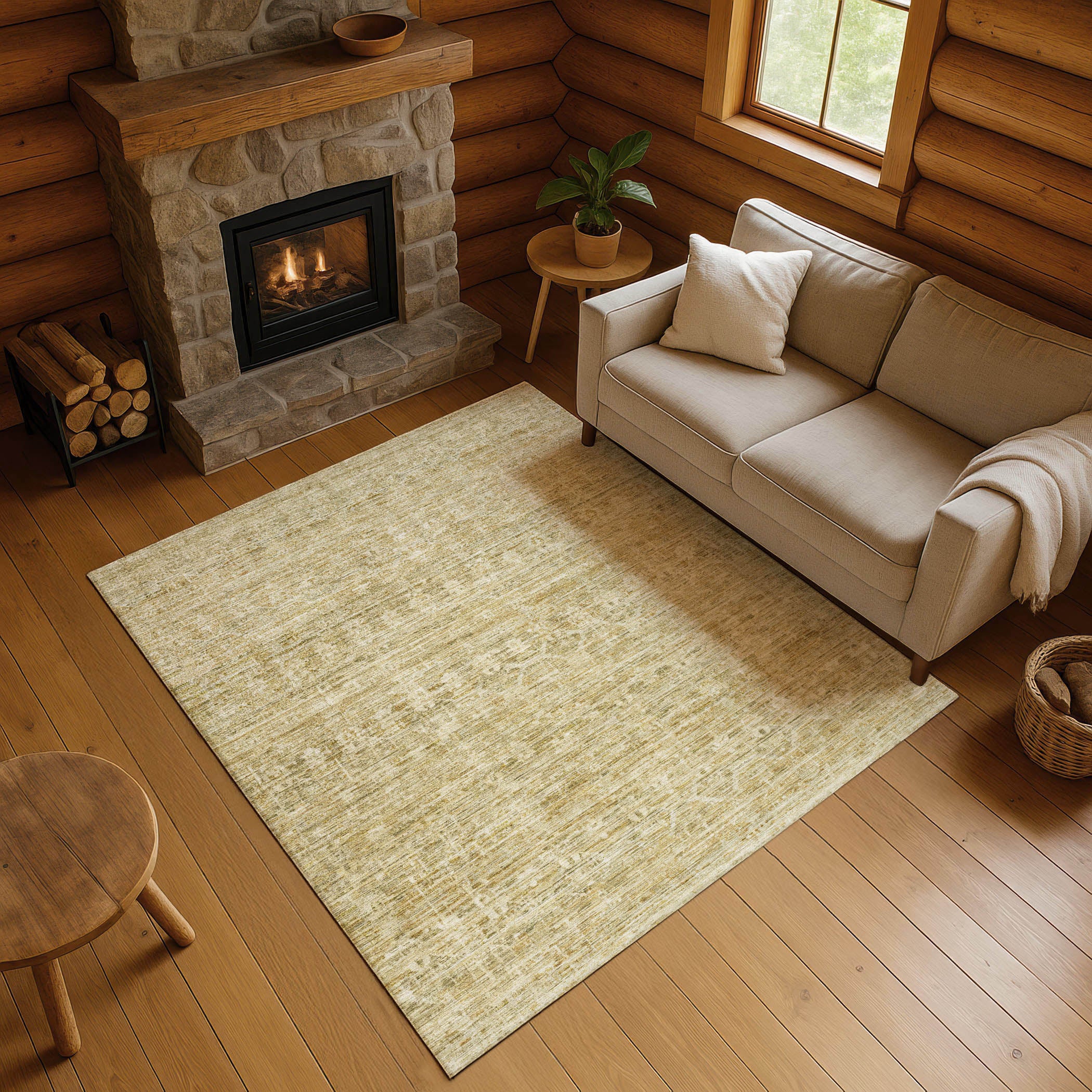 Seville Machine Washable Transitional Wheat Gold Rug 2'6" x 3'10" #shape_Rectangle