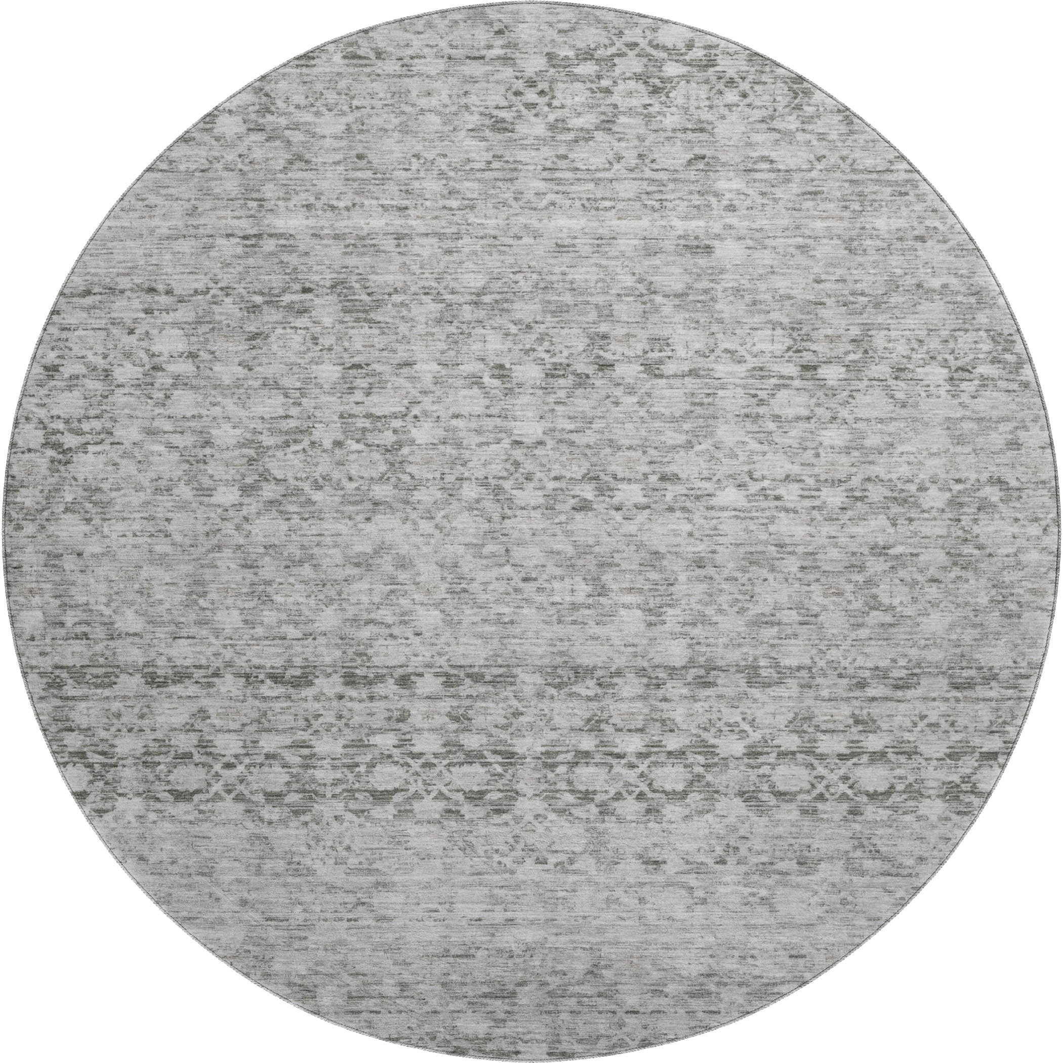 Reykjavik Machine Washable Transitional Gray Rug 8' x 8' #shape_Round