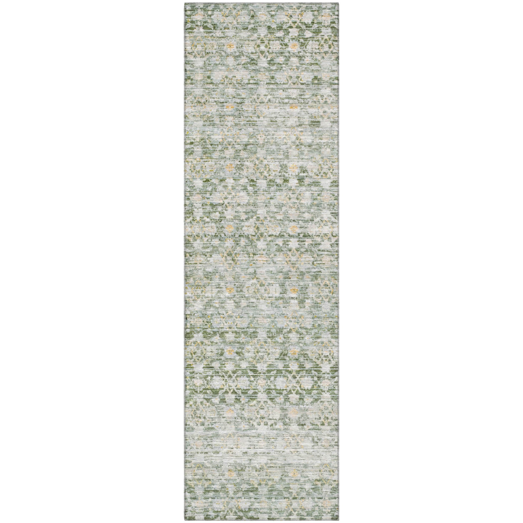 Reykjavik Machine Washable Transitional Green Rug 2'3" x 7'6" #shape_Runner