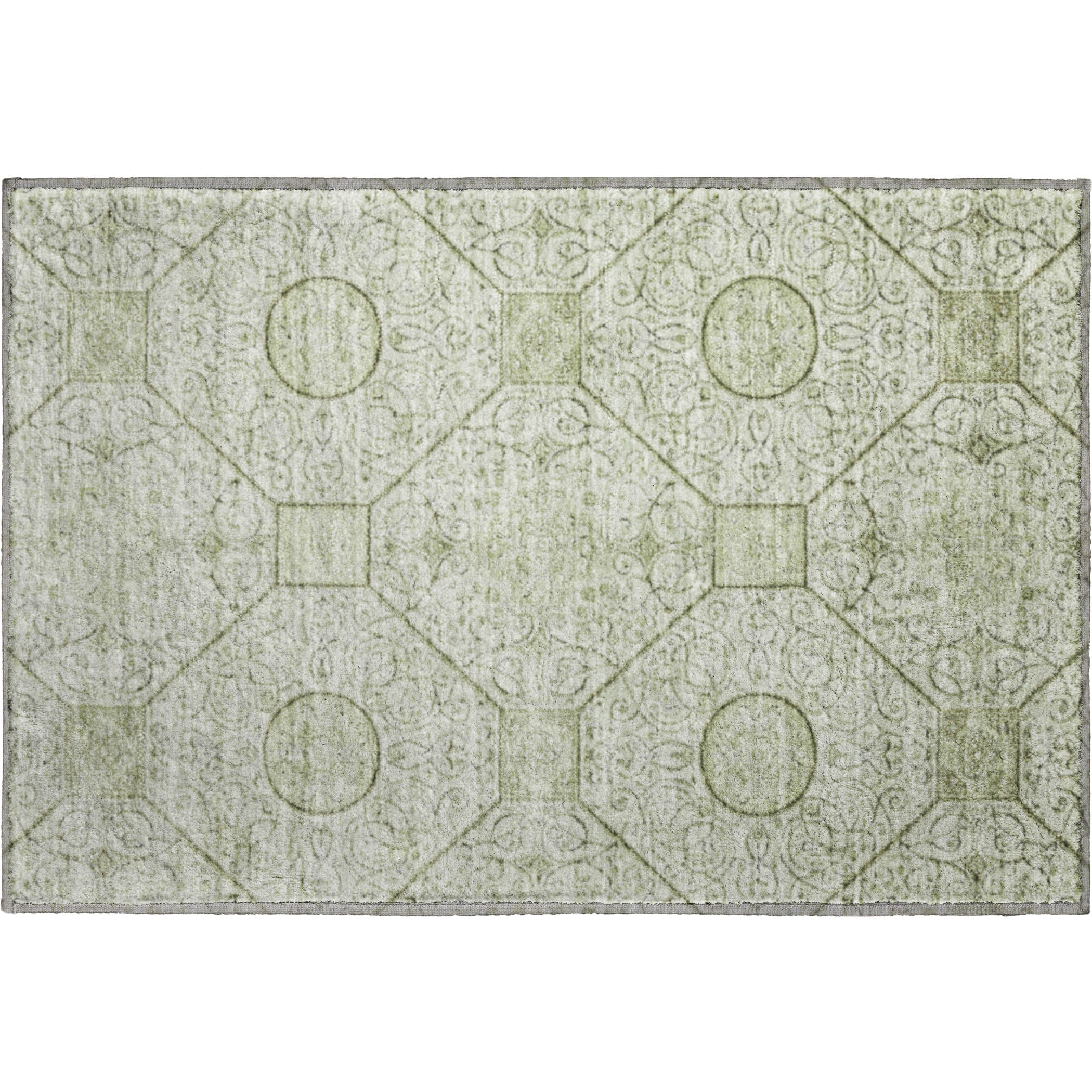 Bruges Machine Washable Transitional Aloe Green Rug 1'8" x 2'6" #shape_Rectangle