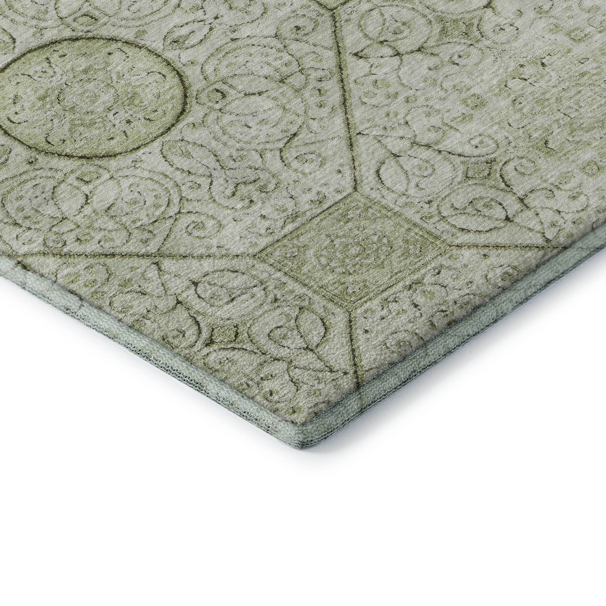 Bruges Machine Washable Transitional Aloe Green Rug 1'8" x 2'6" #shape_Rectangle