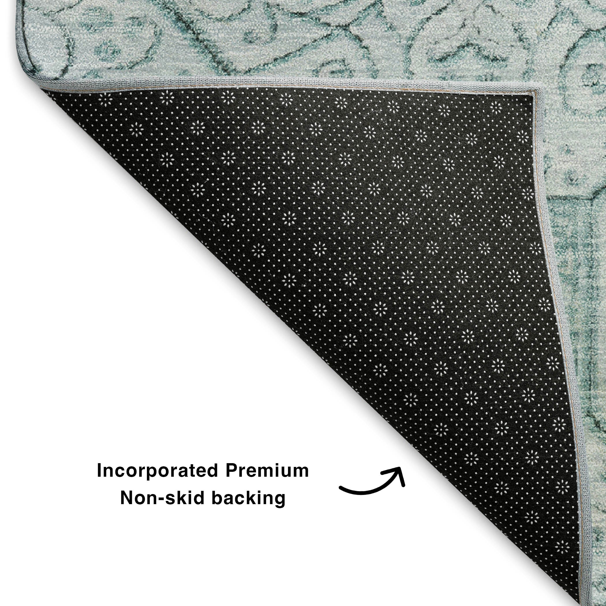 Bruges Machine Washable Transitional Aqua Teal Rug 1'8" x 2'6" #shape_Rectangle