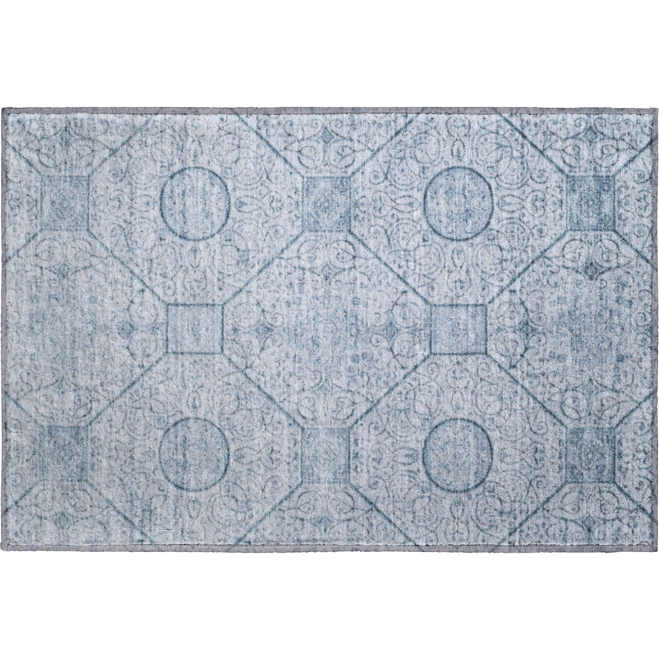 Bruges Machine Washable Transitional Blue Rug 1'8" x 2'6" #shape_Rectangle