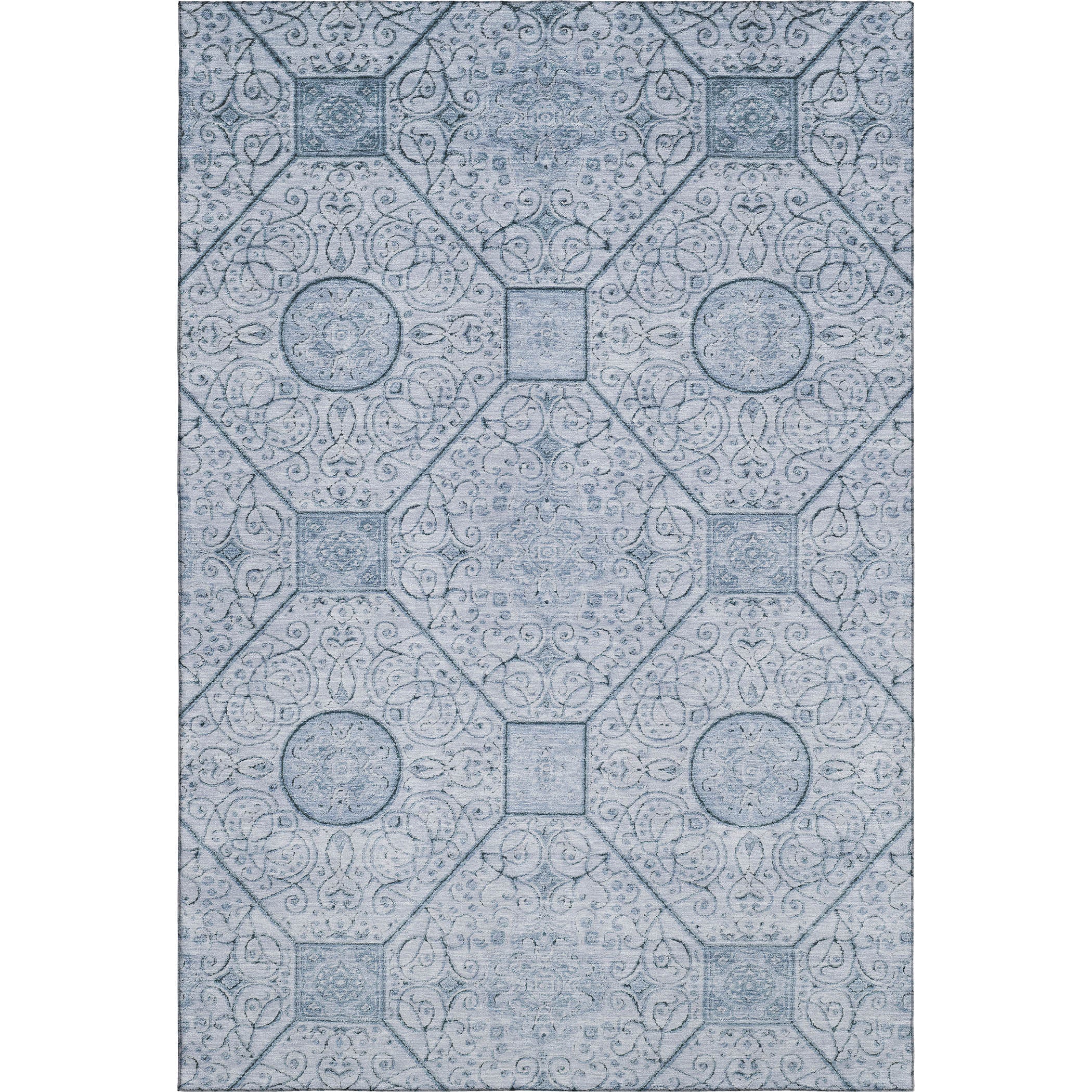 Bruges Machine Washable Transitional Blue Rug 2'6" x 3'10" #shape_Rectangle