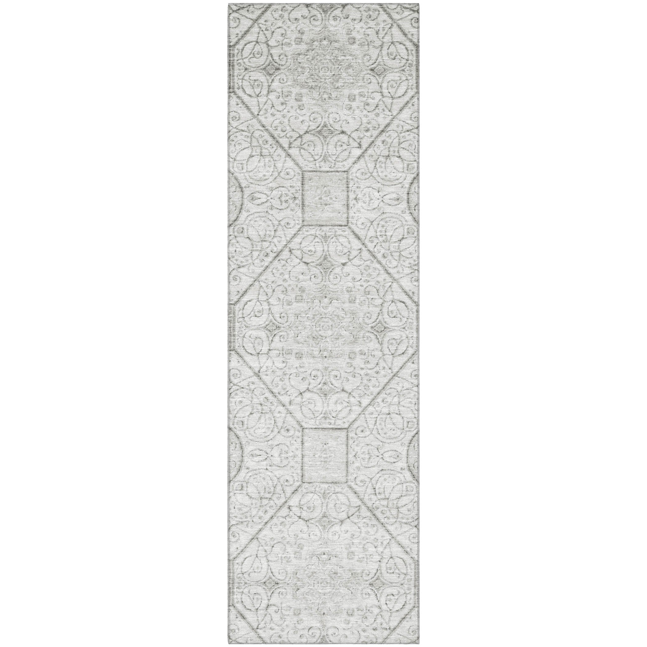Bruges Machine Washable Transitional Silver Gray Rug 2'3" x 7'6" #shape_Runner