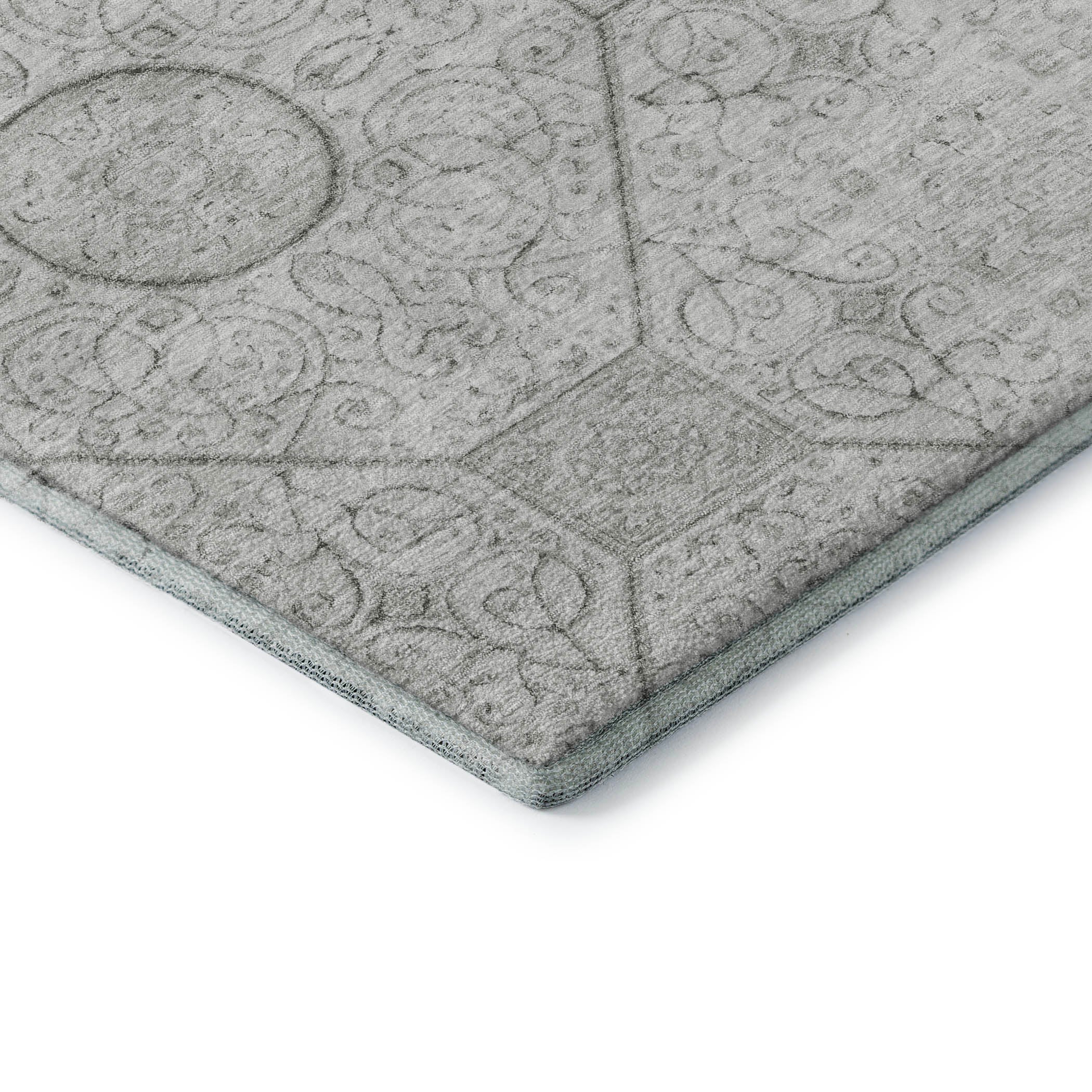 Bruges Machine Washable Transitional Silver Gray Rug 1'8" x 2'6" #shape_Rectangle