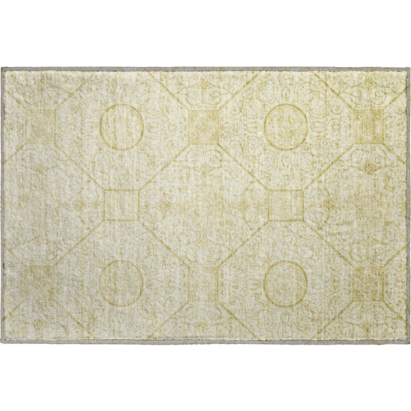 Bruges Machine Washable Transitional Wheat Gold Rug 1'8" x 2'6"