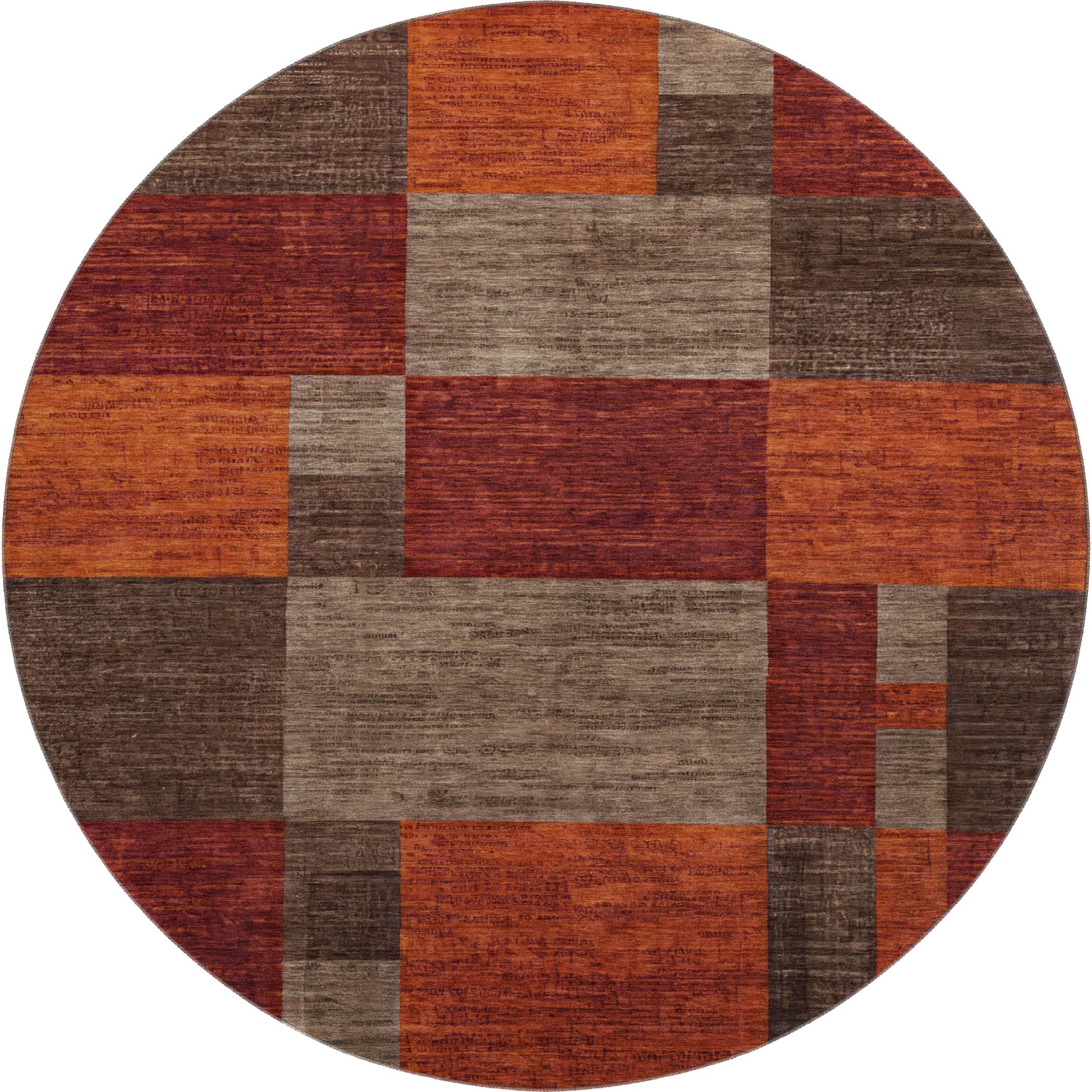 Cartagena Machine Washable Transitional Chocolate Brown Rug 8' x 8' #shape_Round
