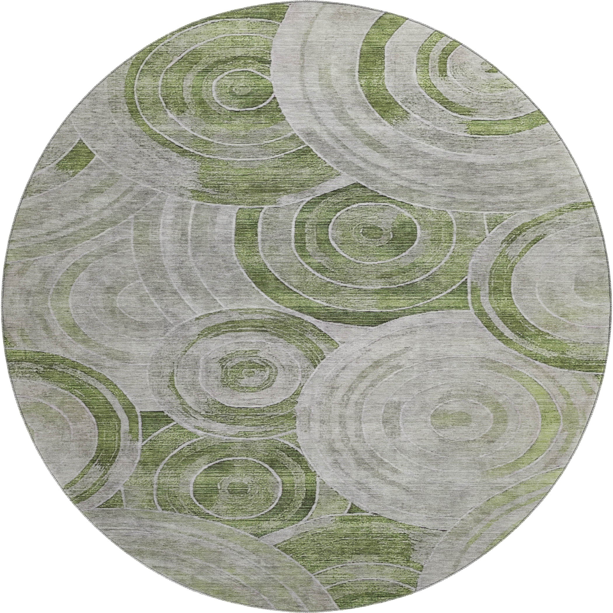 Colombo Machine Washable Transitional Aloe Green Rug 8' x 8' #shape_Round