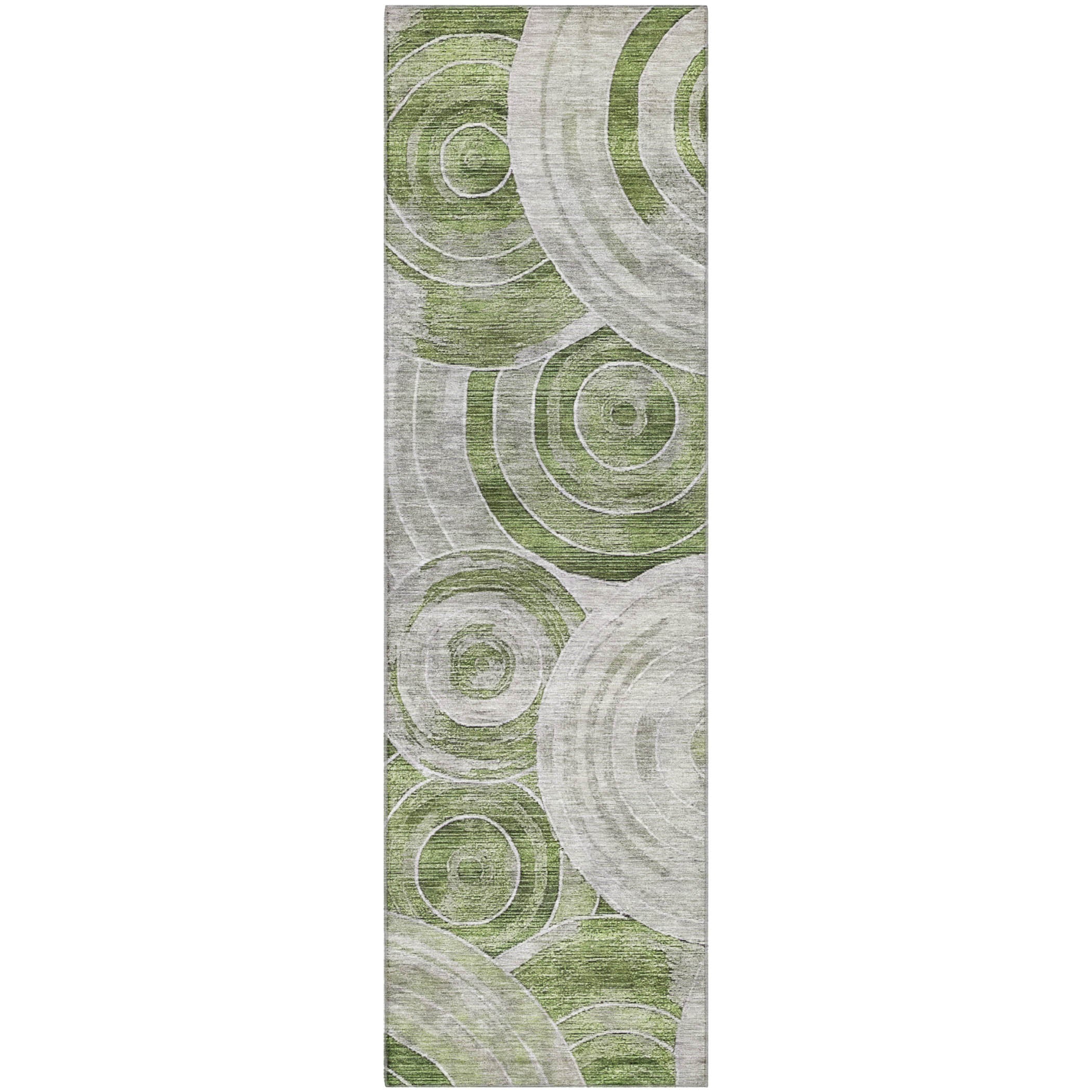 Colombo Machine Washable Transitional Aloe Green Rug 2'3" x 7'6" #shape_Runner