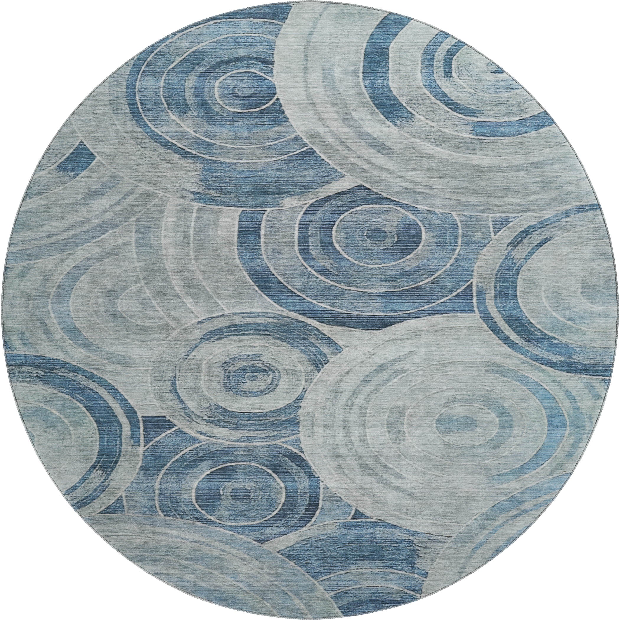 Colombo Machine Washable Transitional Blue Rug 8' x 8' #shape_Round