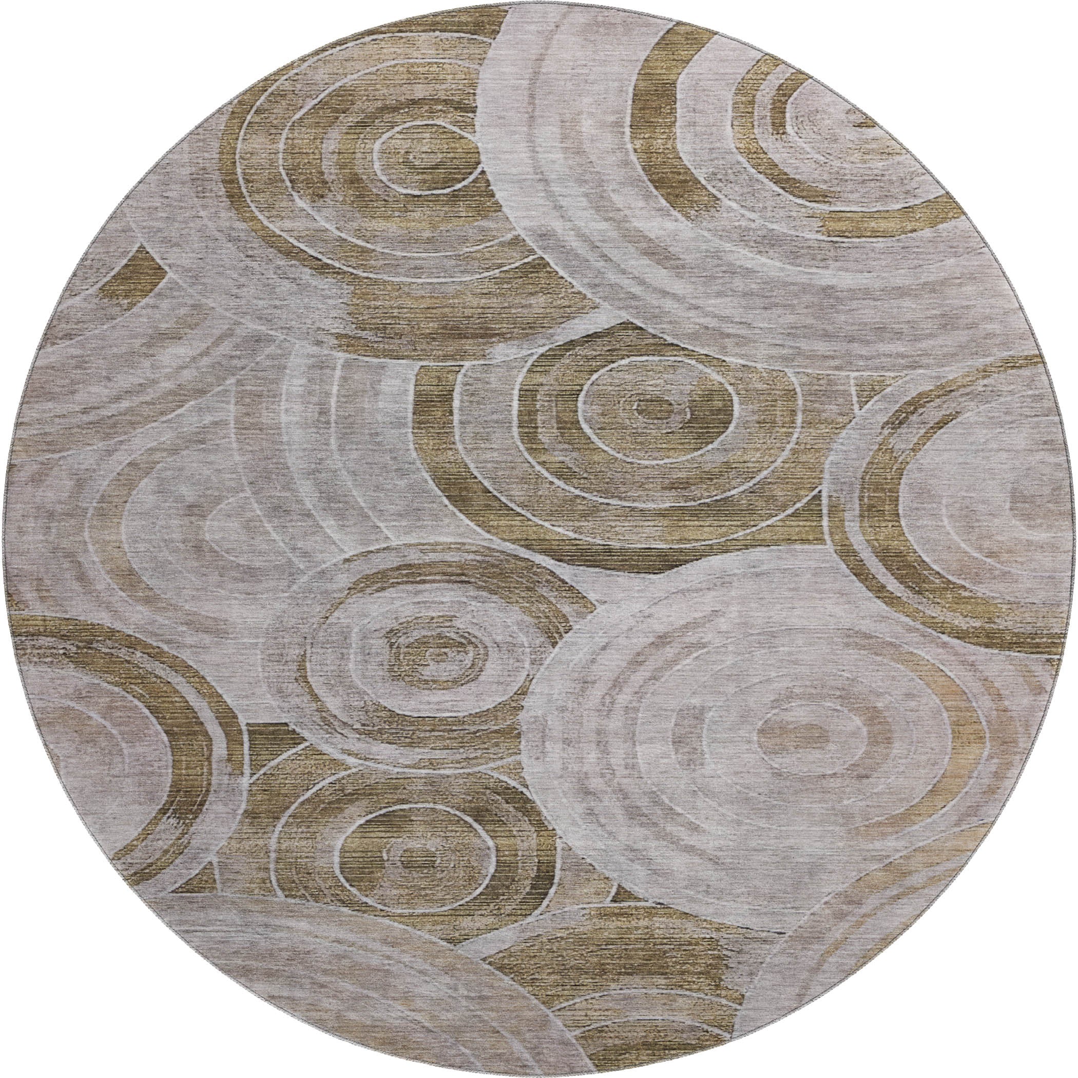 Colombo Machine Washable Transitional Brown Rug 8' x 8' #shape_Round