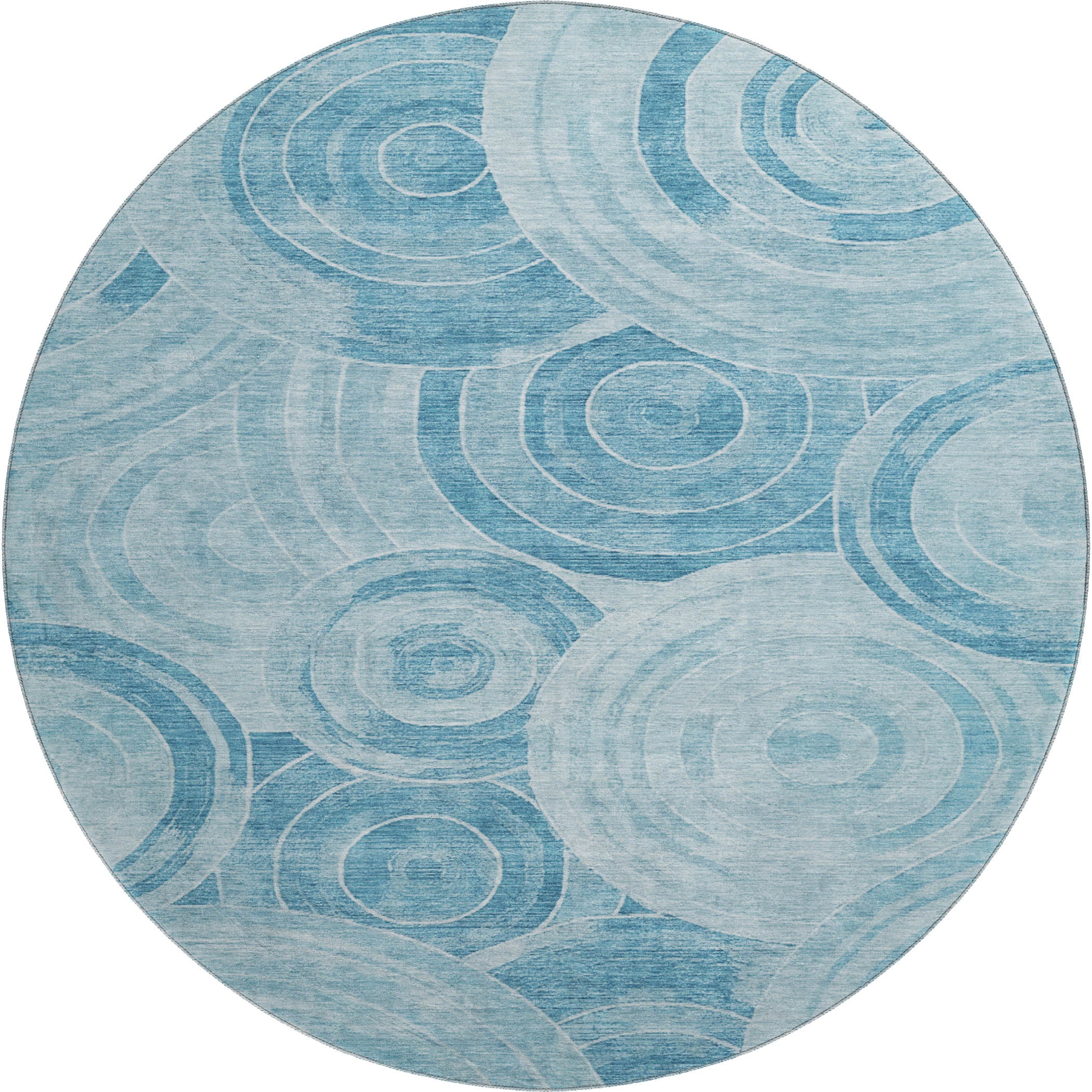 Colombo Machine Washable Transitional Denim Blue Rug 8' x 8' #shape_Round