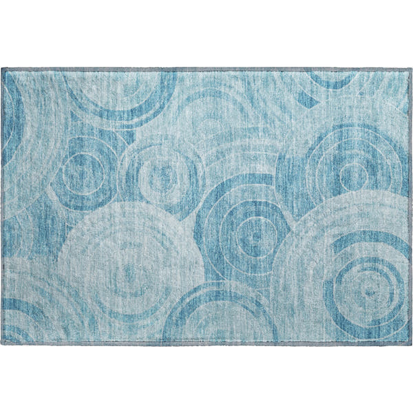 Colombo Machine Washable Transitional Denim Blue Rug 1'8" x 2'6"