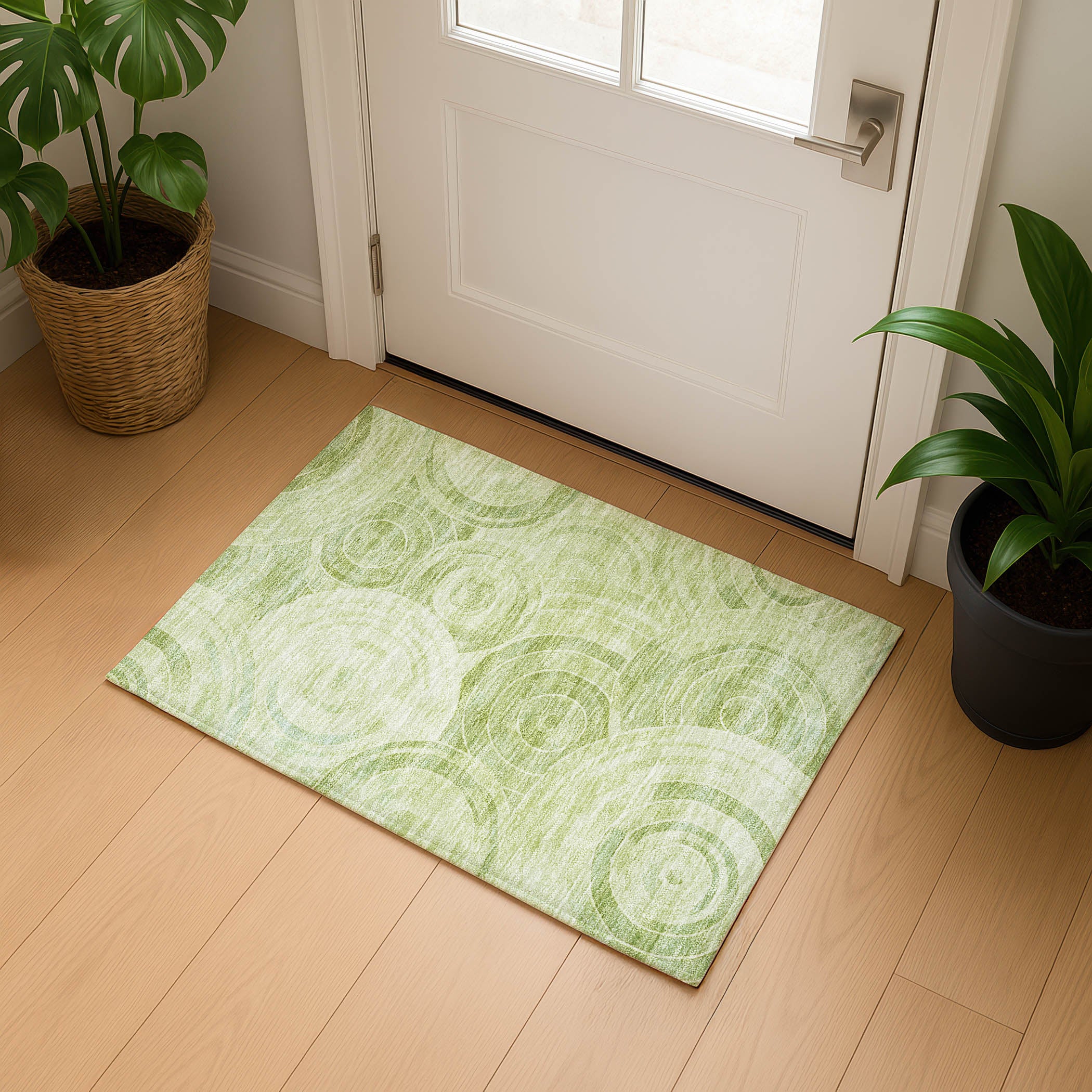 Colombo Machine Washable Transitional Sage Green Rug 1'8" x 2'6" #shape_Rectangle