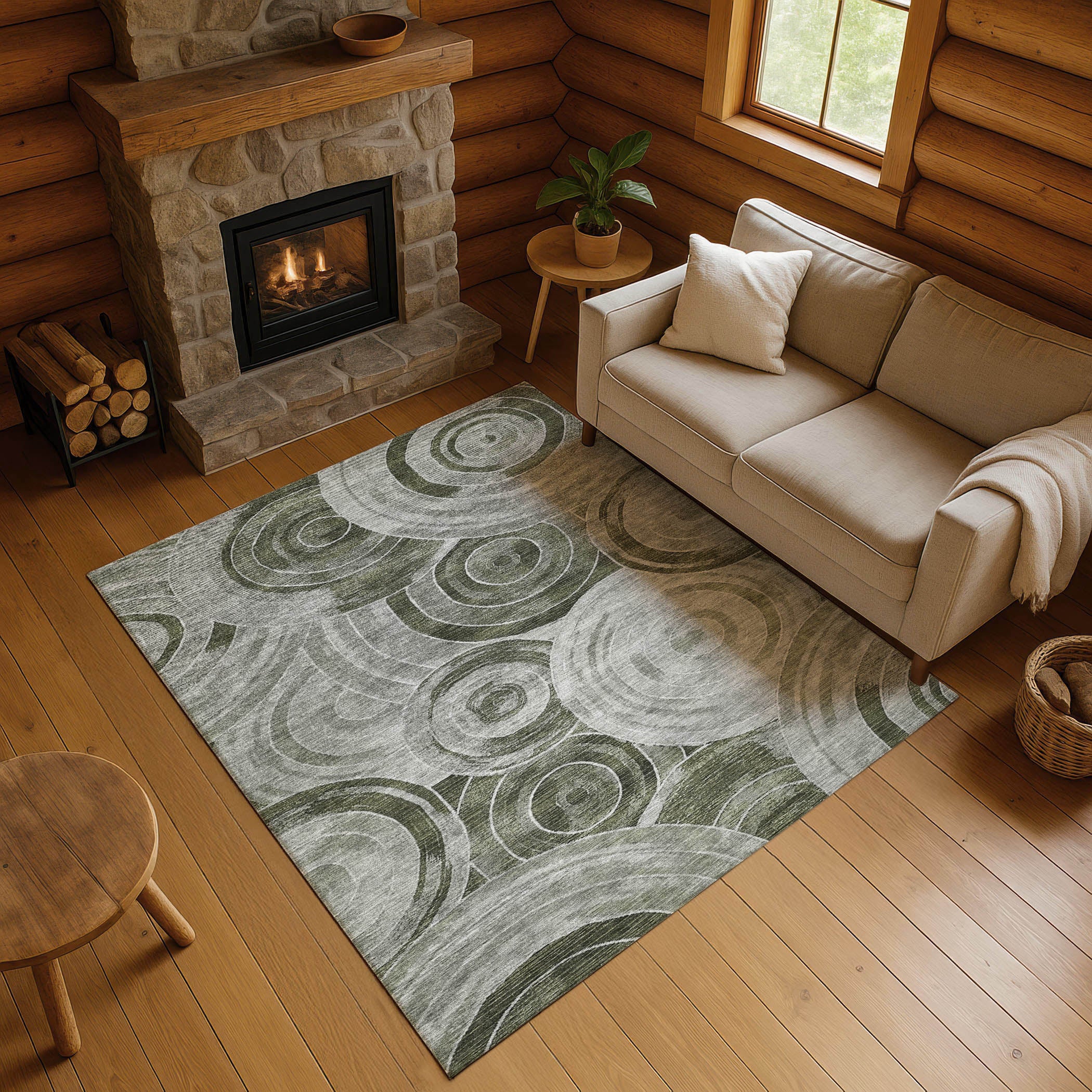Colombo Machine Washable Transitional Taupe Brown Rug 2'6" x 3'10" #shape_Rectangle