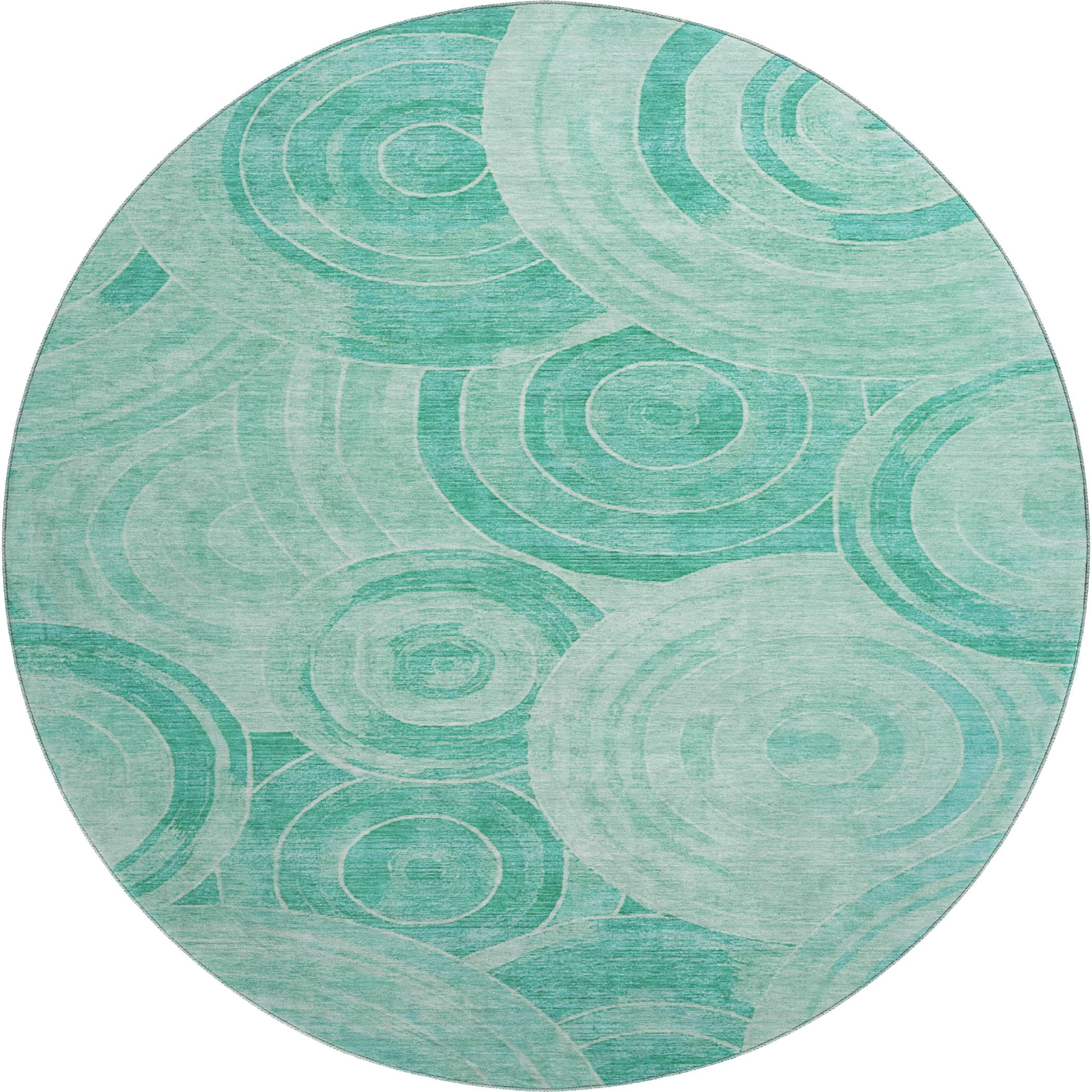 Colombo Machine Washable Transitional Teal Rug 8' x 8' #shape_Round