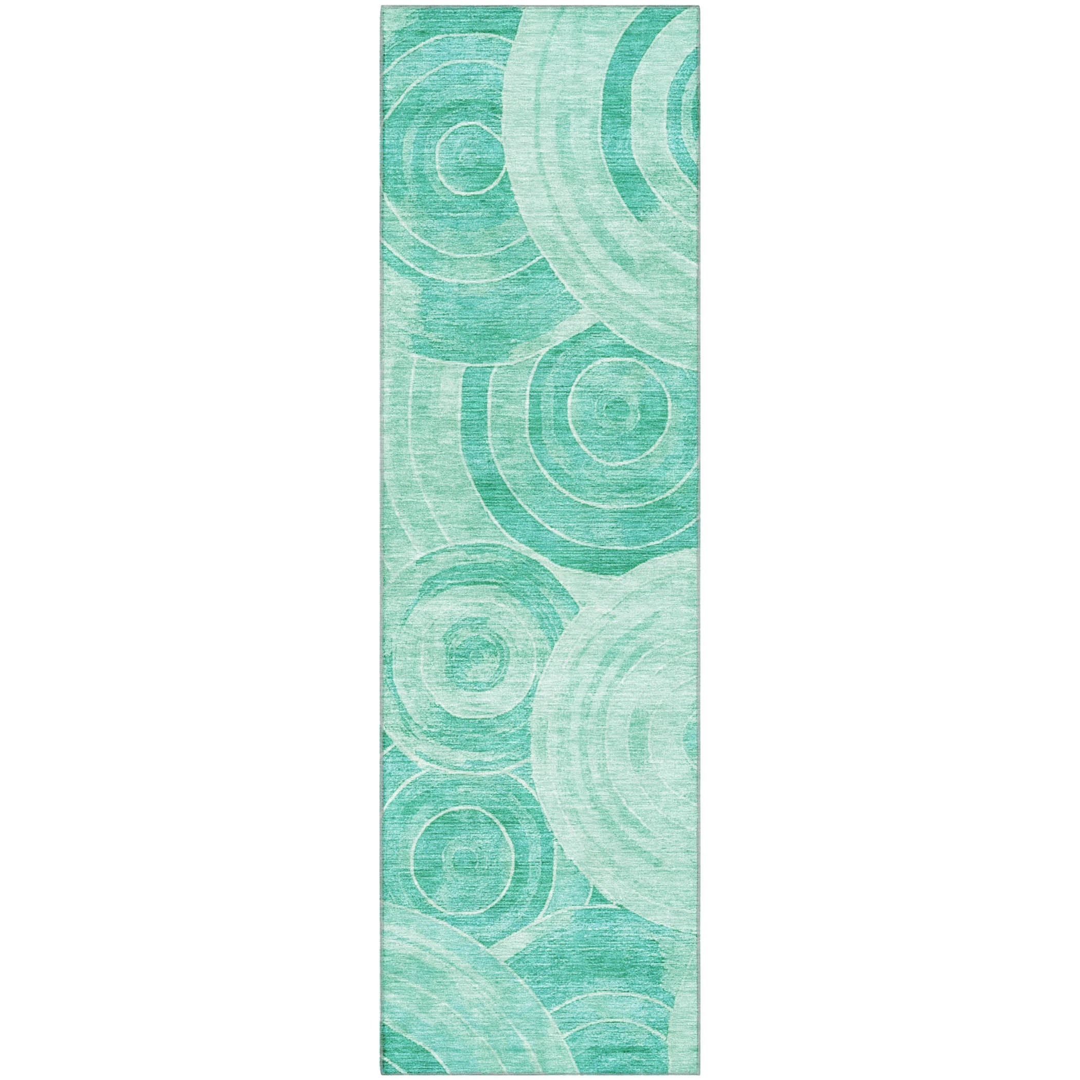 Colombo Machine Washable Transitional Teal Rug 2'3" x 7'6" #shape_Runner