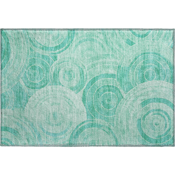 Colombo Machine Washable Transitional Teal Rug 1'8" x 2'6"