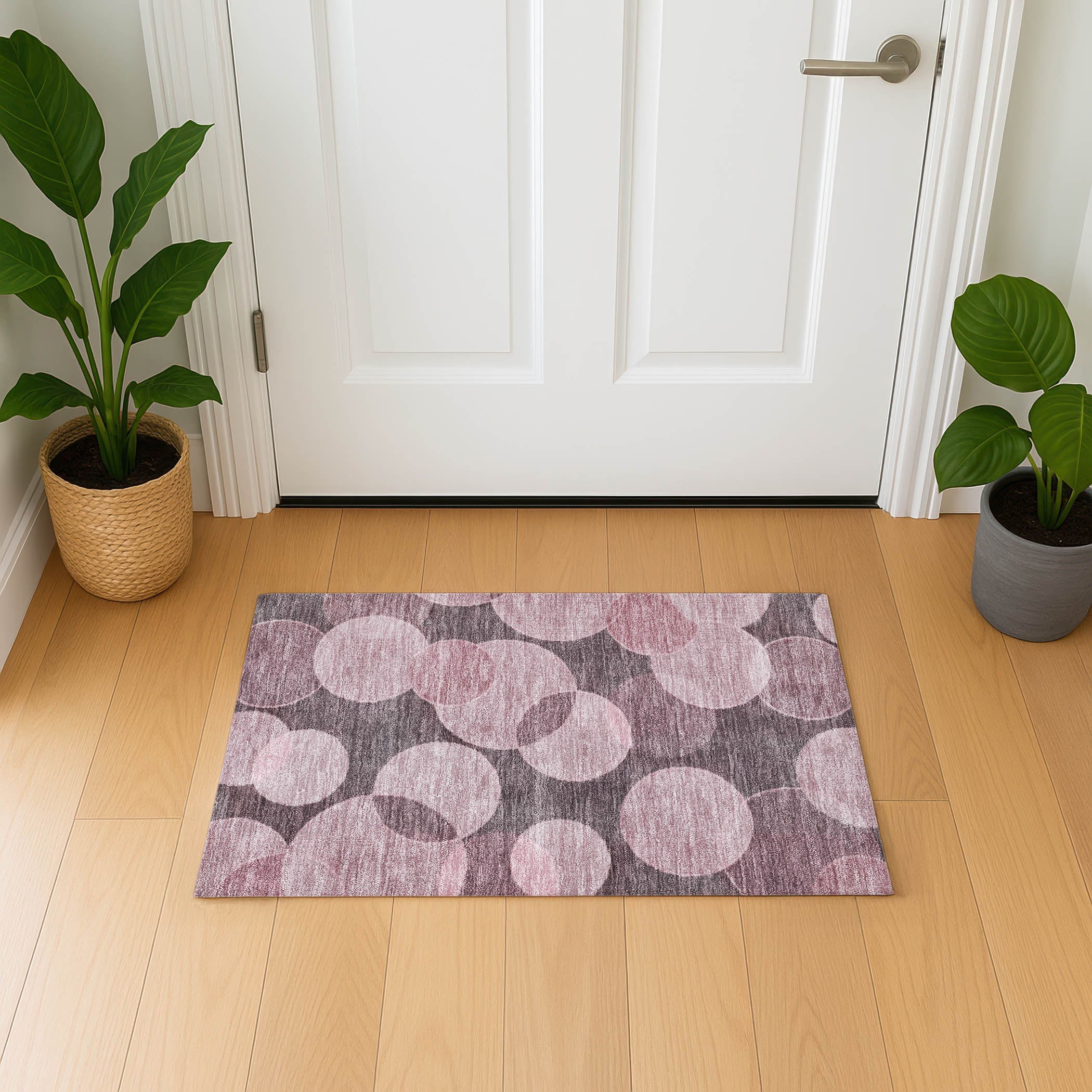 Colombo Machine Washable Transitional Blush Pink Rug 1'8" x 2'6" #shape_Rectangle