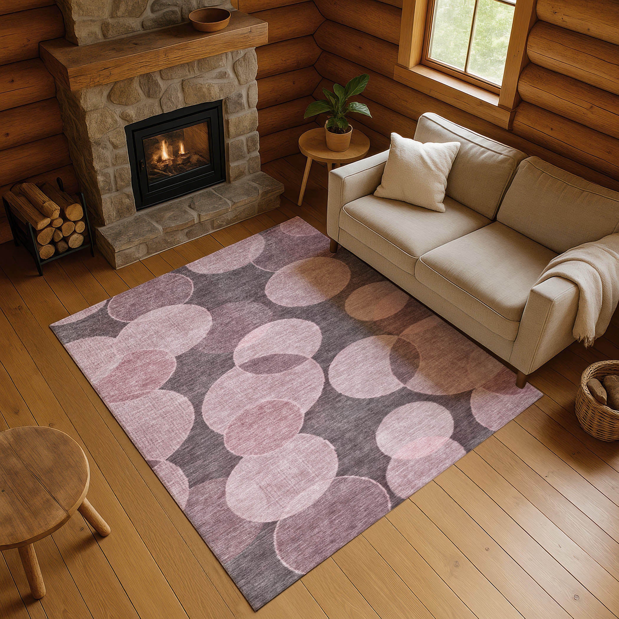 Colombo Machine Washable Transitional Blush Pink Rug 2'6" x 3'10" #shape_Rectangle