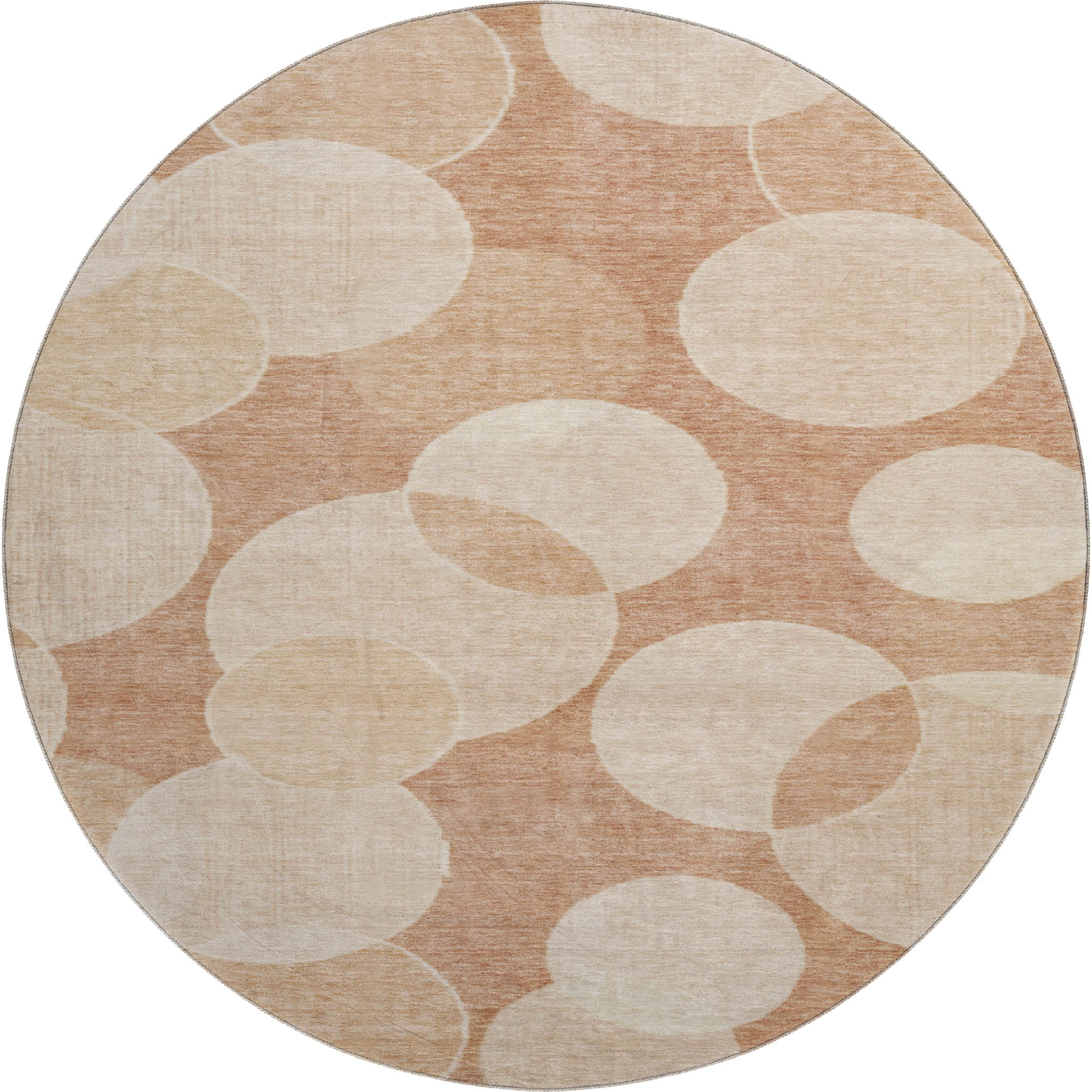 Colombo Machine Washable Transitional Coral Orange Rug 8' x 8' #shape_Round