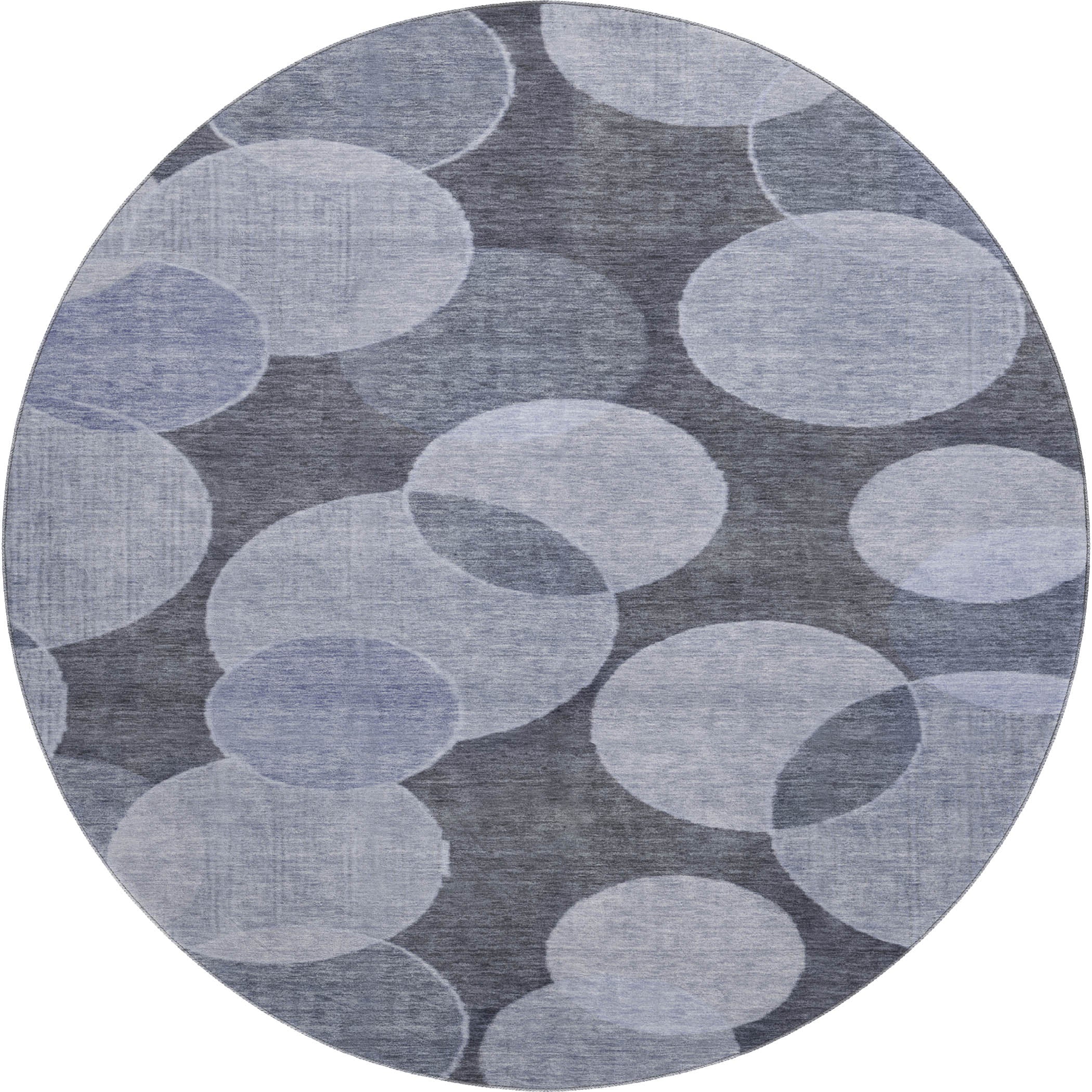 Colombo Machine Washable Transitional Denim Blue Rug 8' x 8' #shape_Round