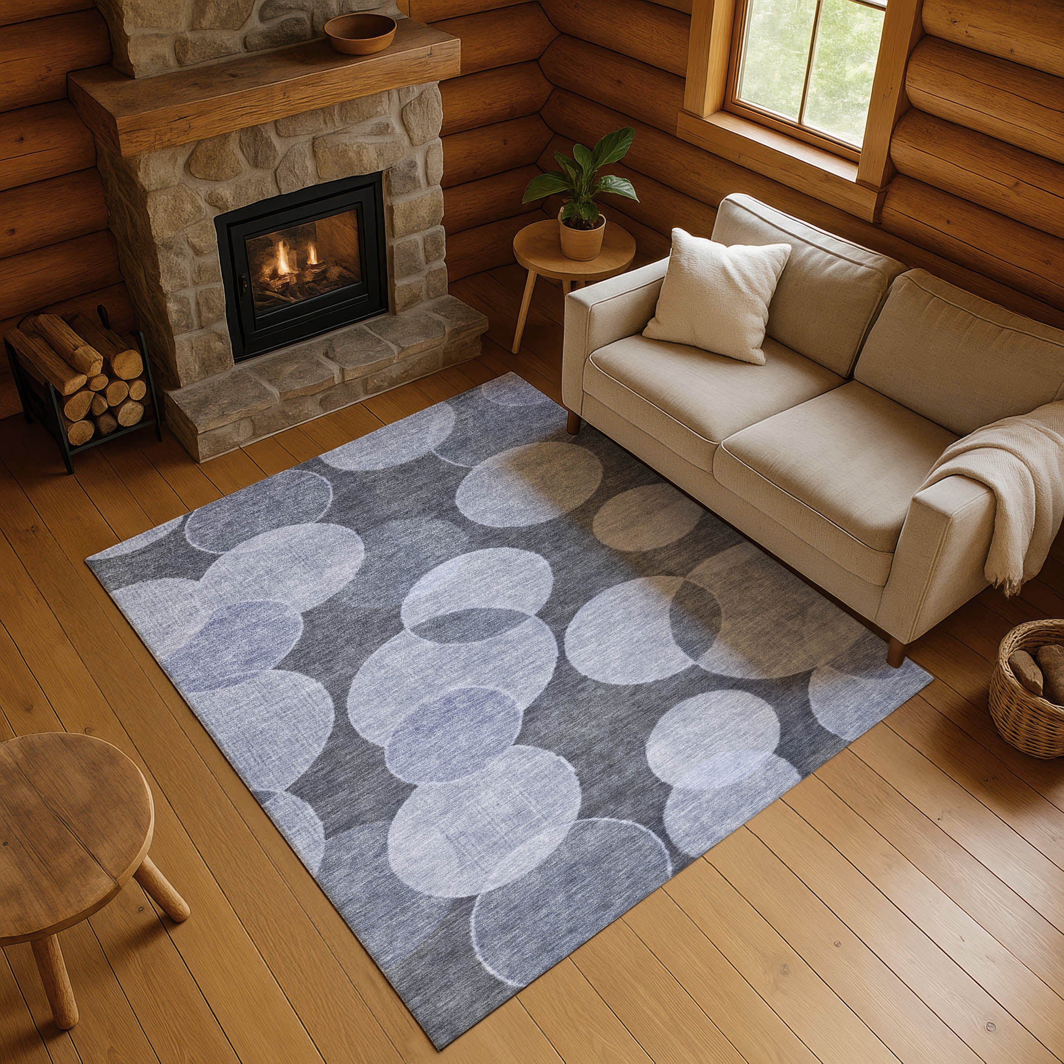 Colombo Machine Washable Transitional Denim Blue Rug 2'6" x 3'10" #shape_Rectangle
