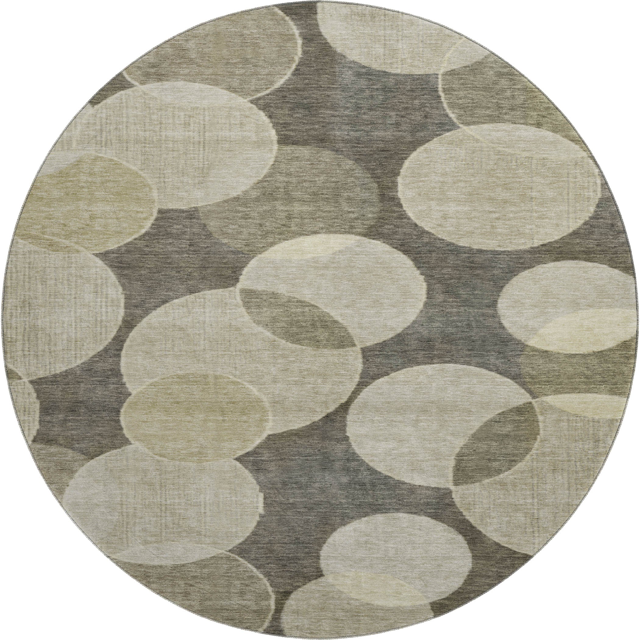 Colombo Machine Washable Transitional Taupe Brown Rug 8' x 8' #shape_Round