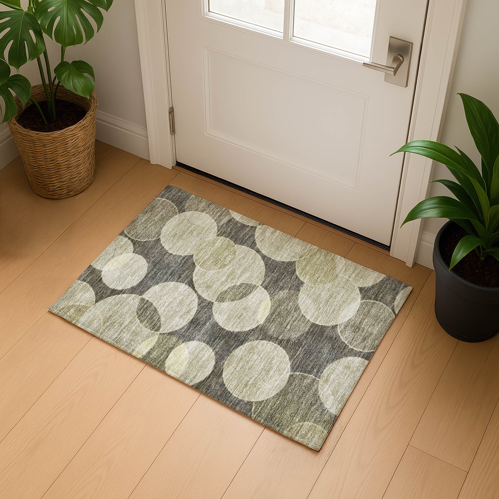 Colombo Machine Washable Transitional Taupe Brown Rug 1'8" x 2'6" #shape_Rectangle