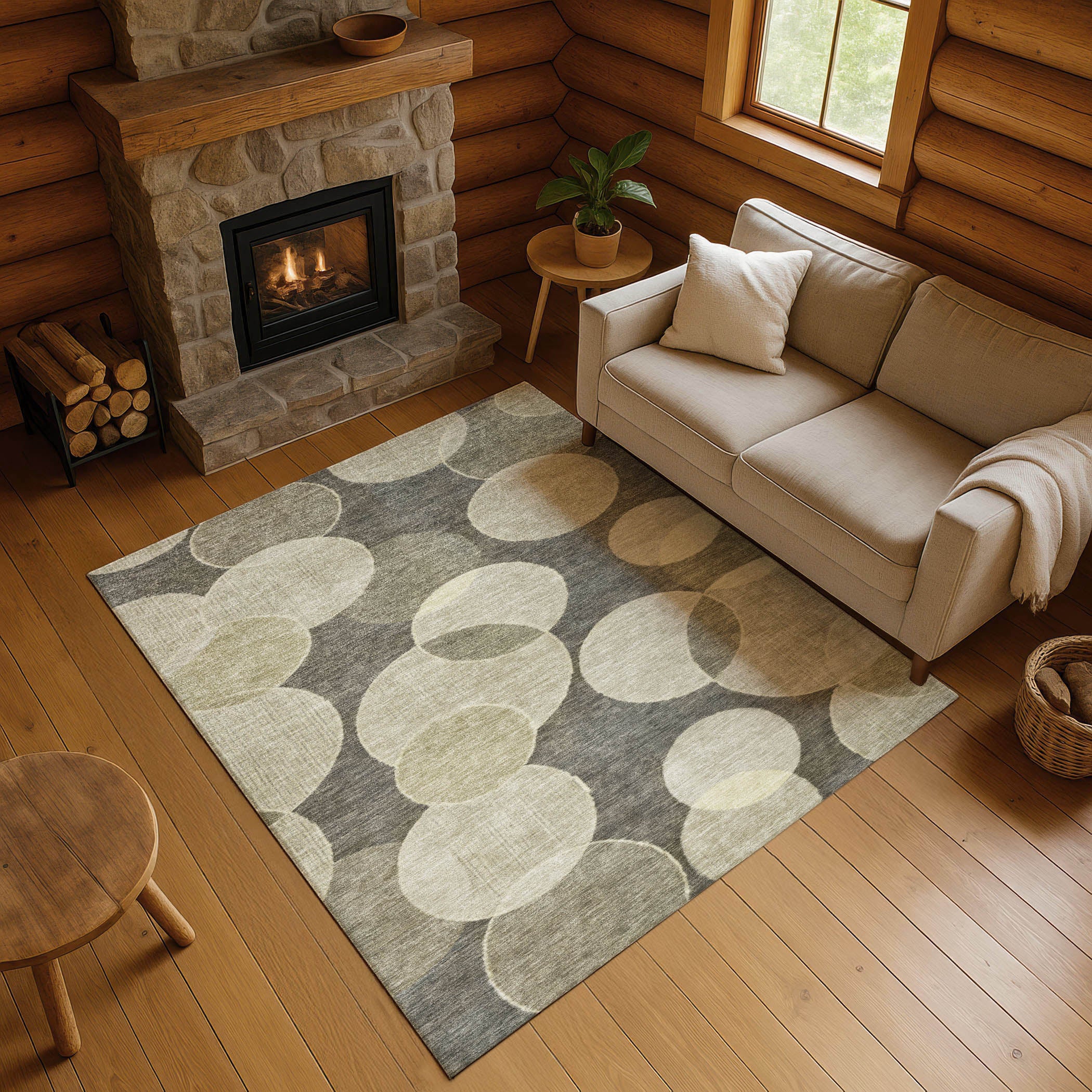 Colombo Machine Washable Transitional Taupe Brown Rug 2'6" x 3'10" #shape_Rectangle