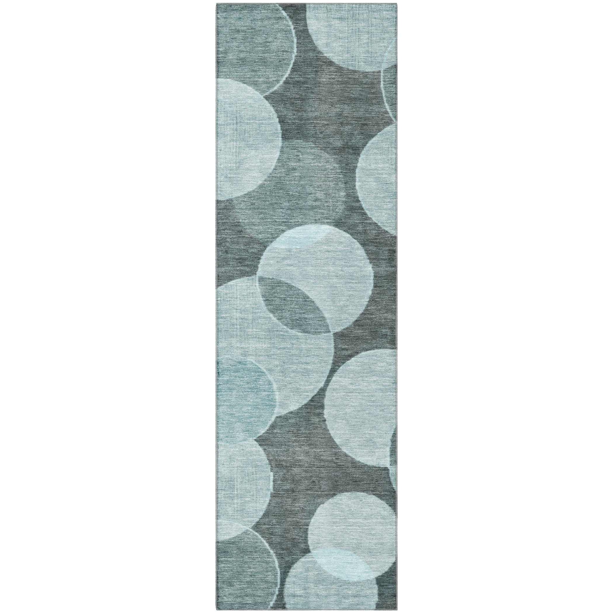 Colombo Machine Washable Transitional Teal Rug 2'3" x 7'6" #shape_Runner