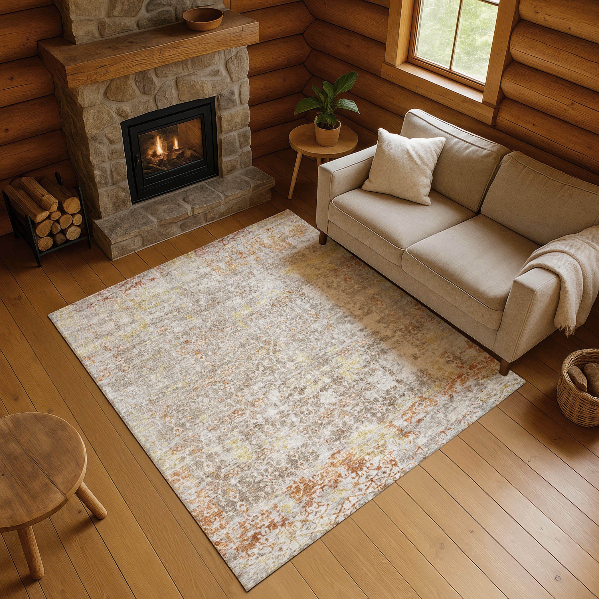 Reykjavik Machine Washable Transitional Brown Rug 2'6" x 3'10" #shape_Rectangle