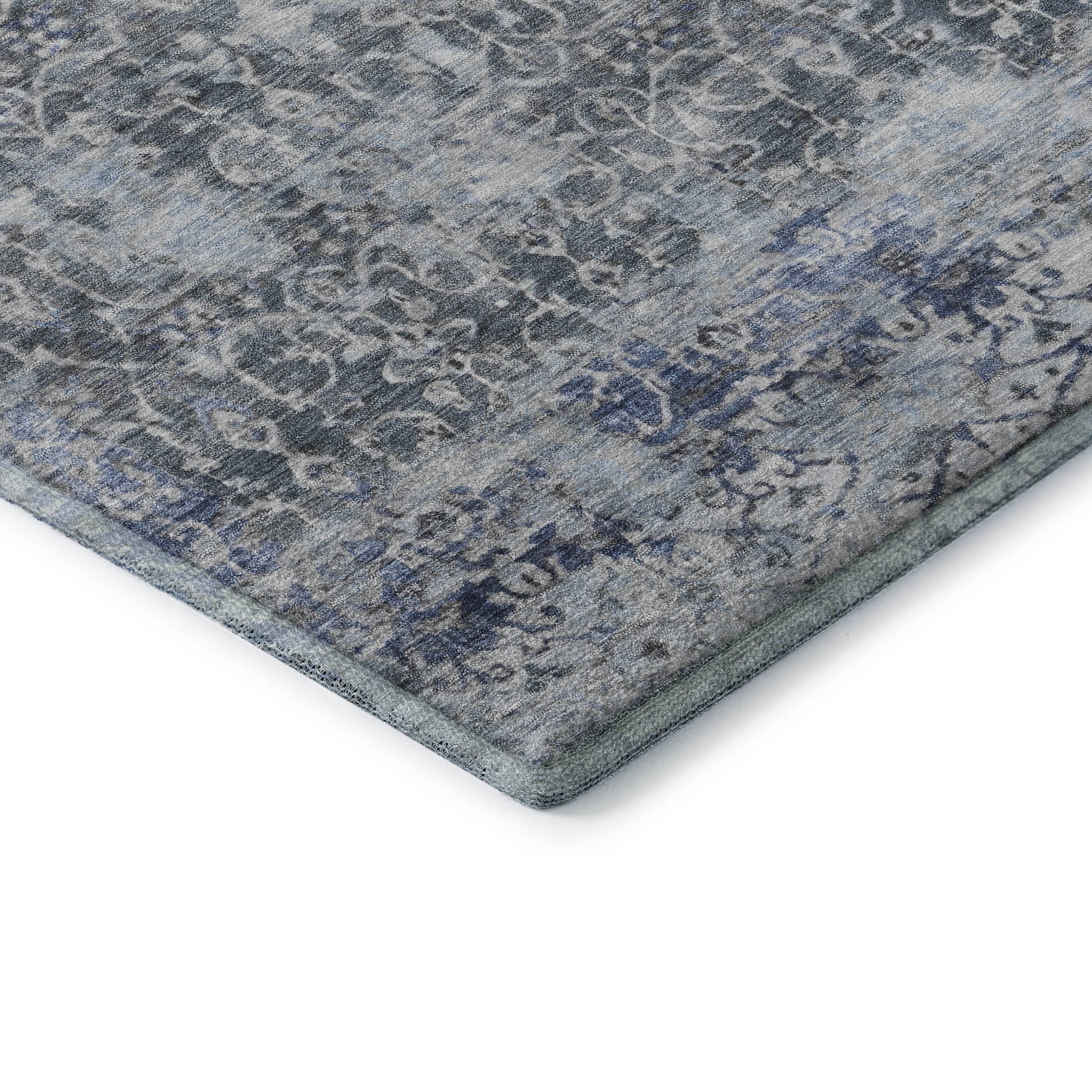 Reykjavik Machine Washable Transitional Denim Blue Rug 1'8" x 2'6" #shape_Rectangle