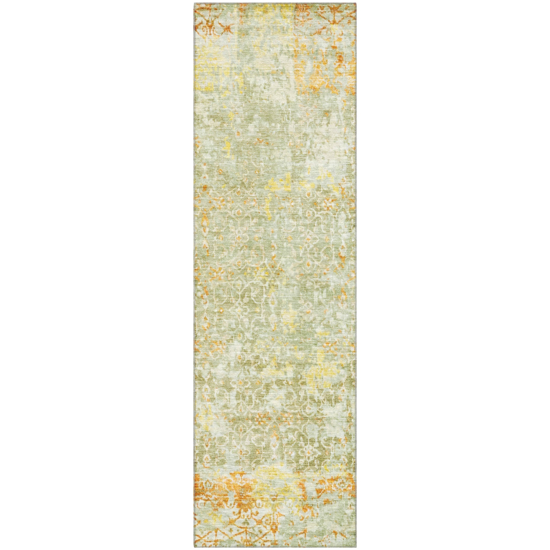 Reykjavik Machine Washable Transitional Sage Green Rug 2'3" x 7'6" #shape_Runner