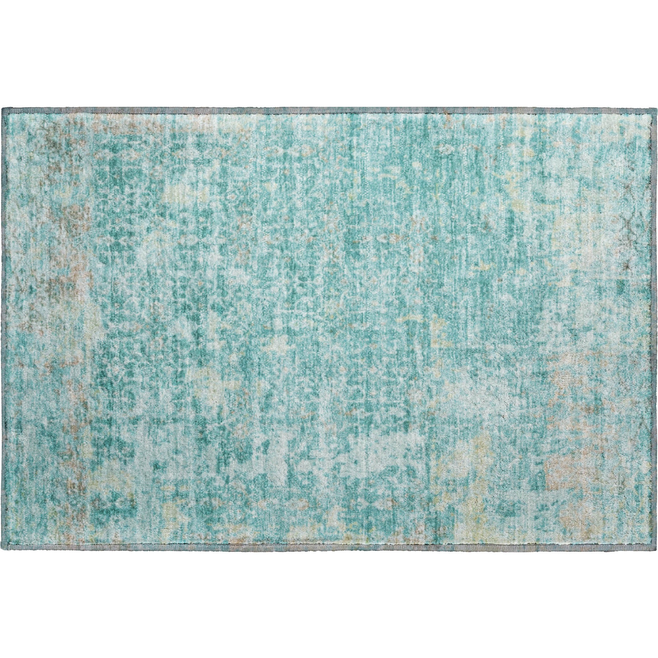 Reykjavik Machine Washable Transitional Teal Rug 1'8" x 2'6" #shape_Rectangle