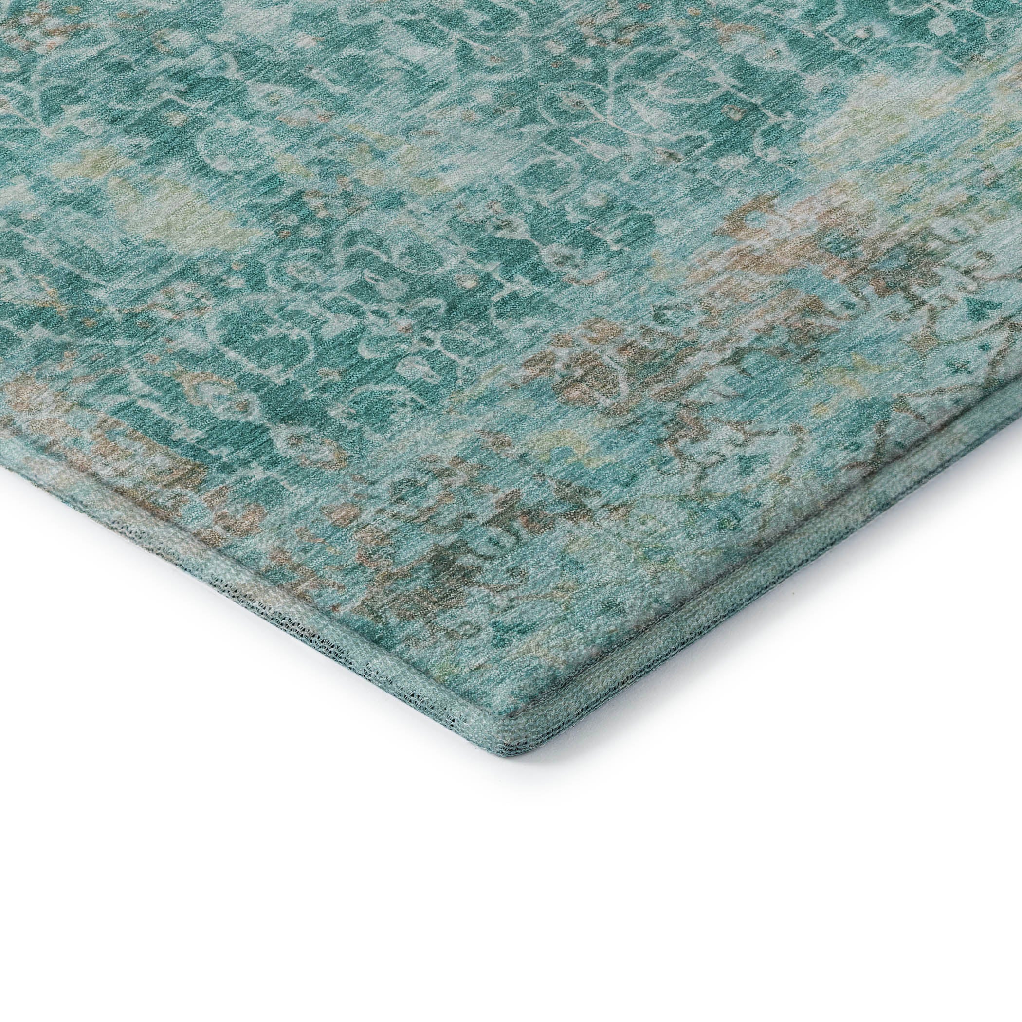 Reykjavik Machine Washable Transitional Teal Rug 1'8" x 2'6" #shape_Rectangle