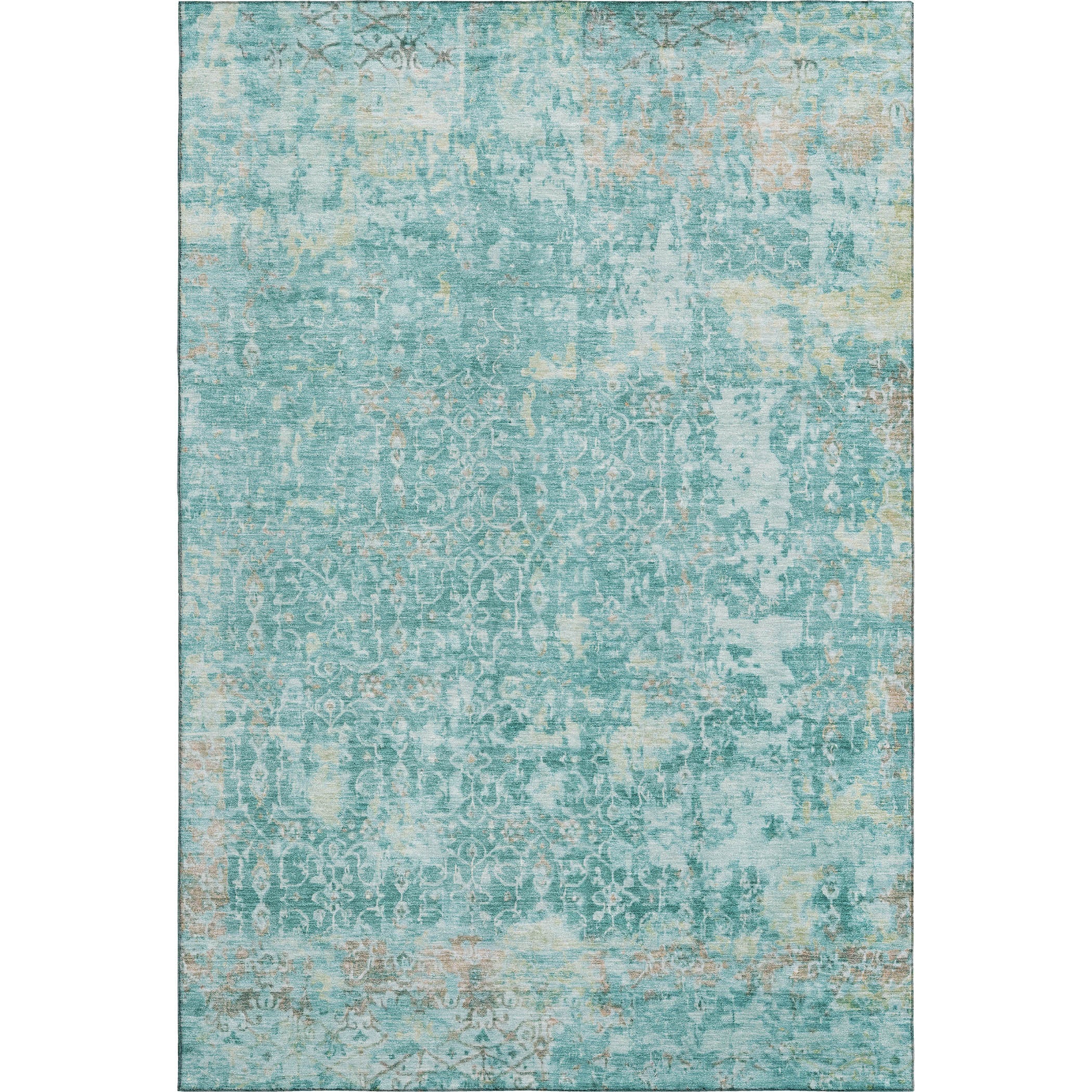 Reykjavik Machine Washable Transitional Teal Rug 2'6" x 3'10" #shape_Rectangle