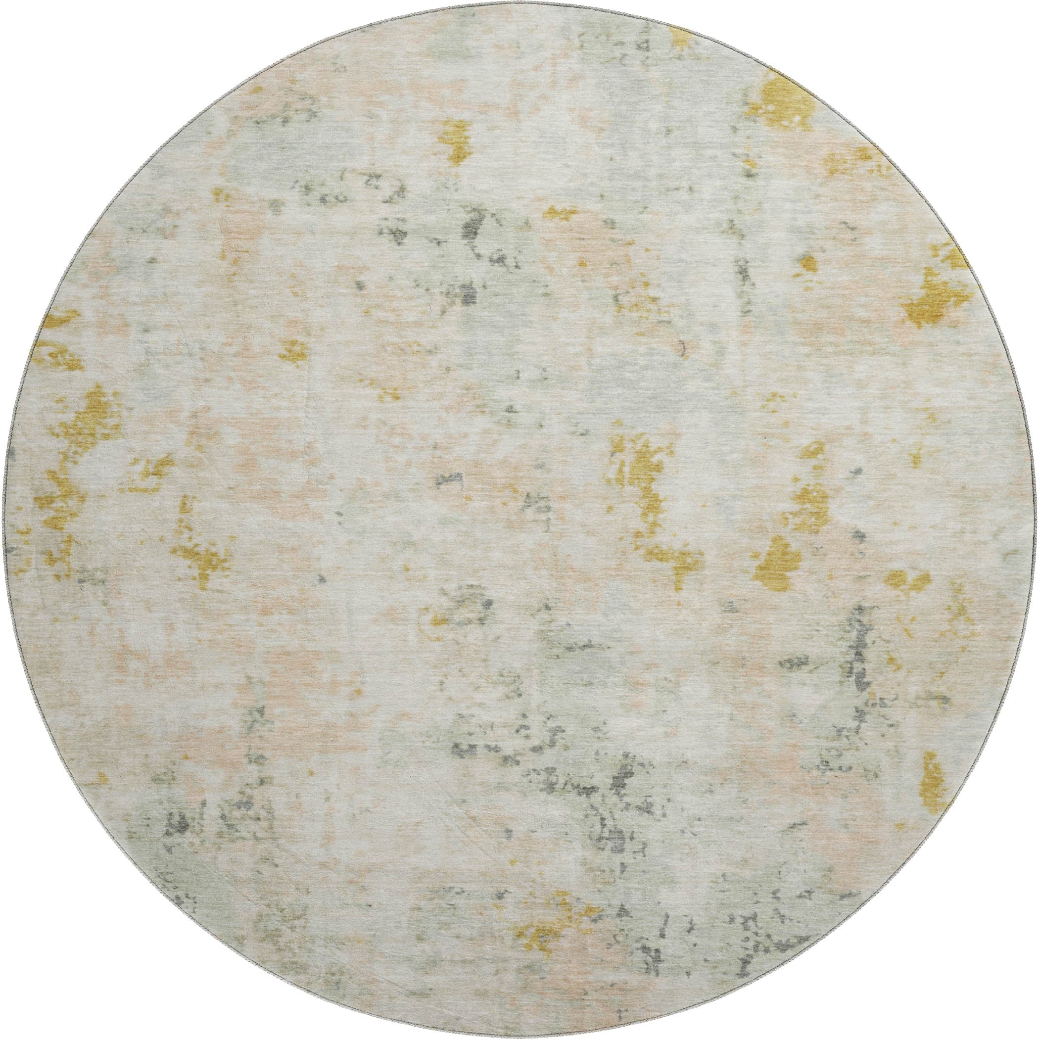 Chiang Mai Machine Washable Transitional Beige Brown Rug 8' x 8' #shape_Round