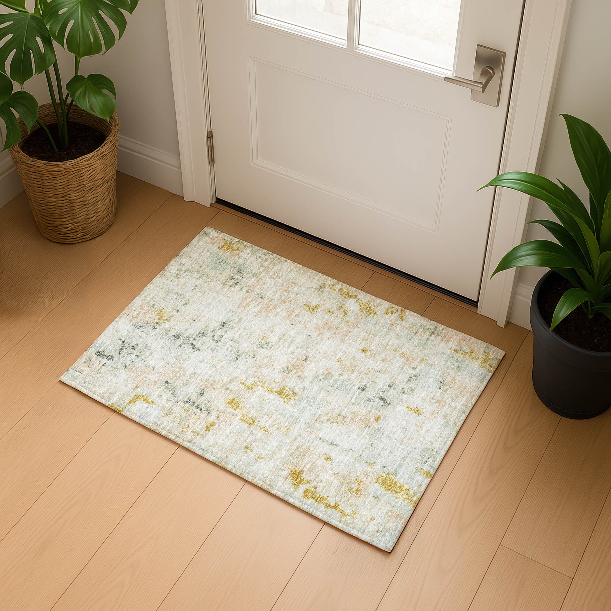 Chiang Mai Machine Washable Transitional Beige Brown Rug 1'8" x 2'6" #shape_Rectangle
