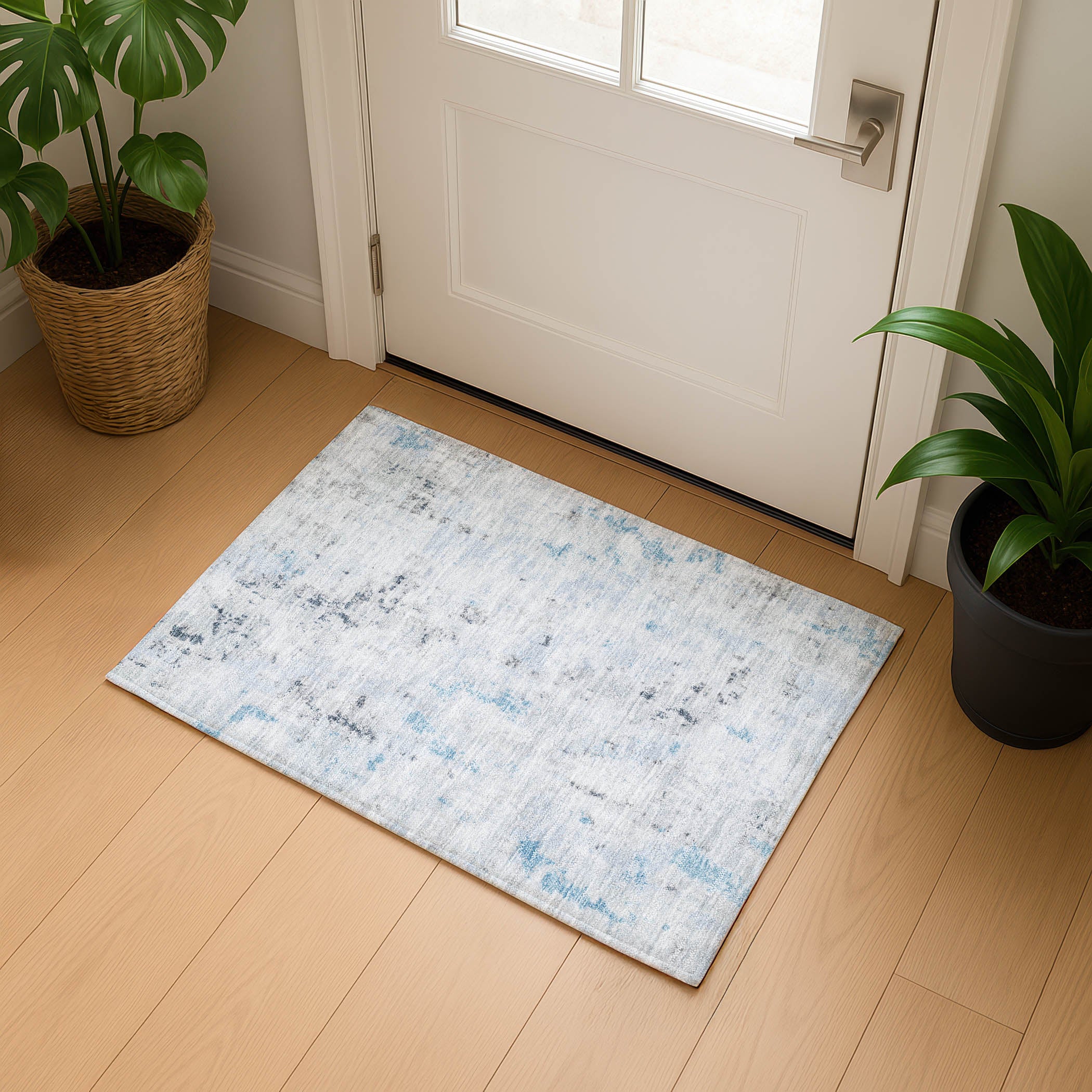Chiang Mai Machine Washable Transitional Sky Blue Rug 1'8" x 2'6" #shape_Rectangle