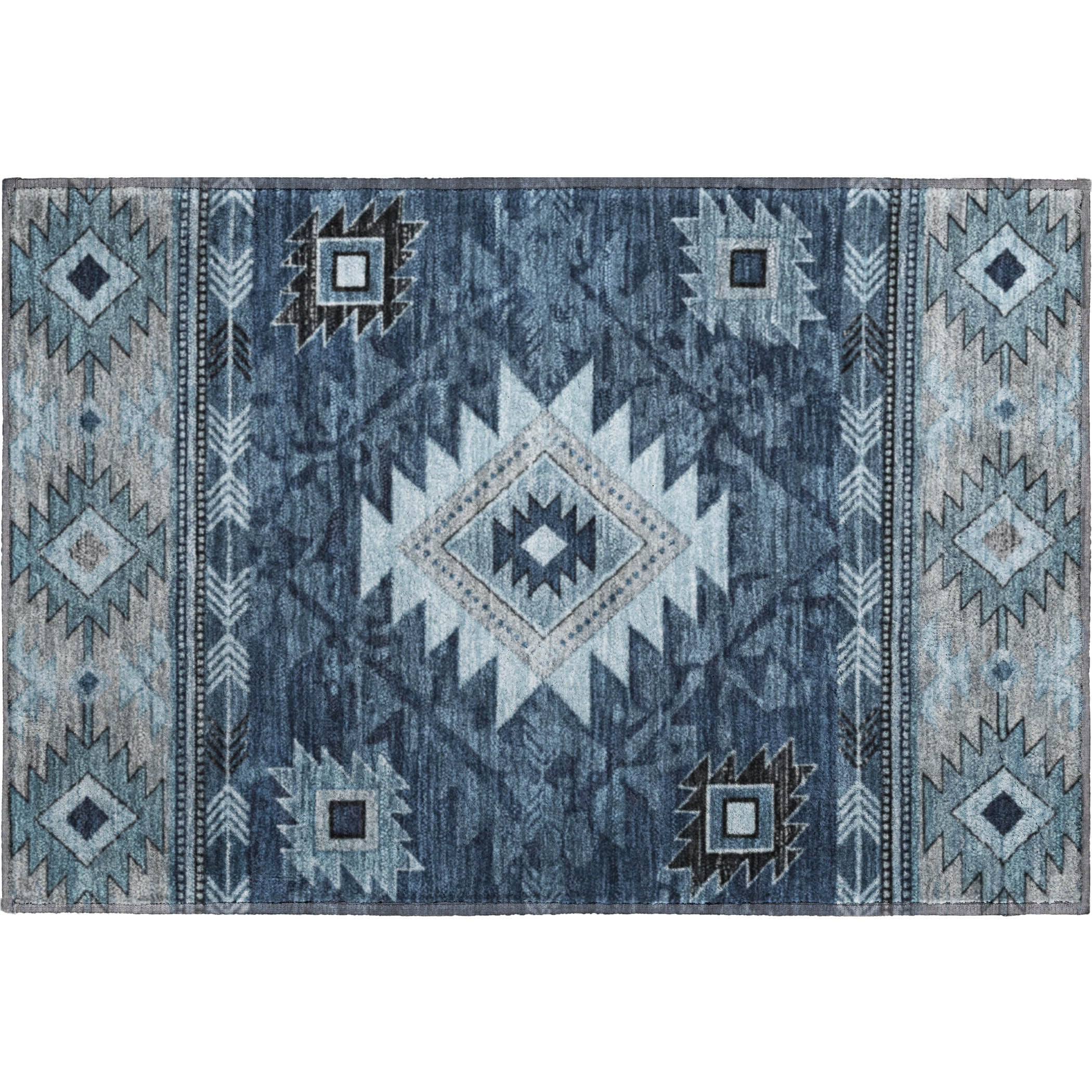 Valletta Machine Washable Transitional Blue Rug 1'8" x 2'6" #shape_Rectangle