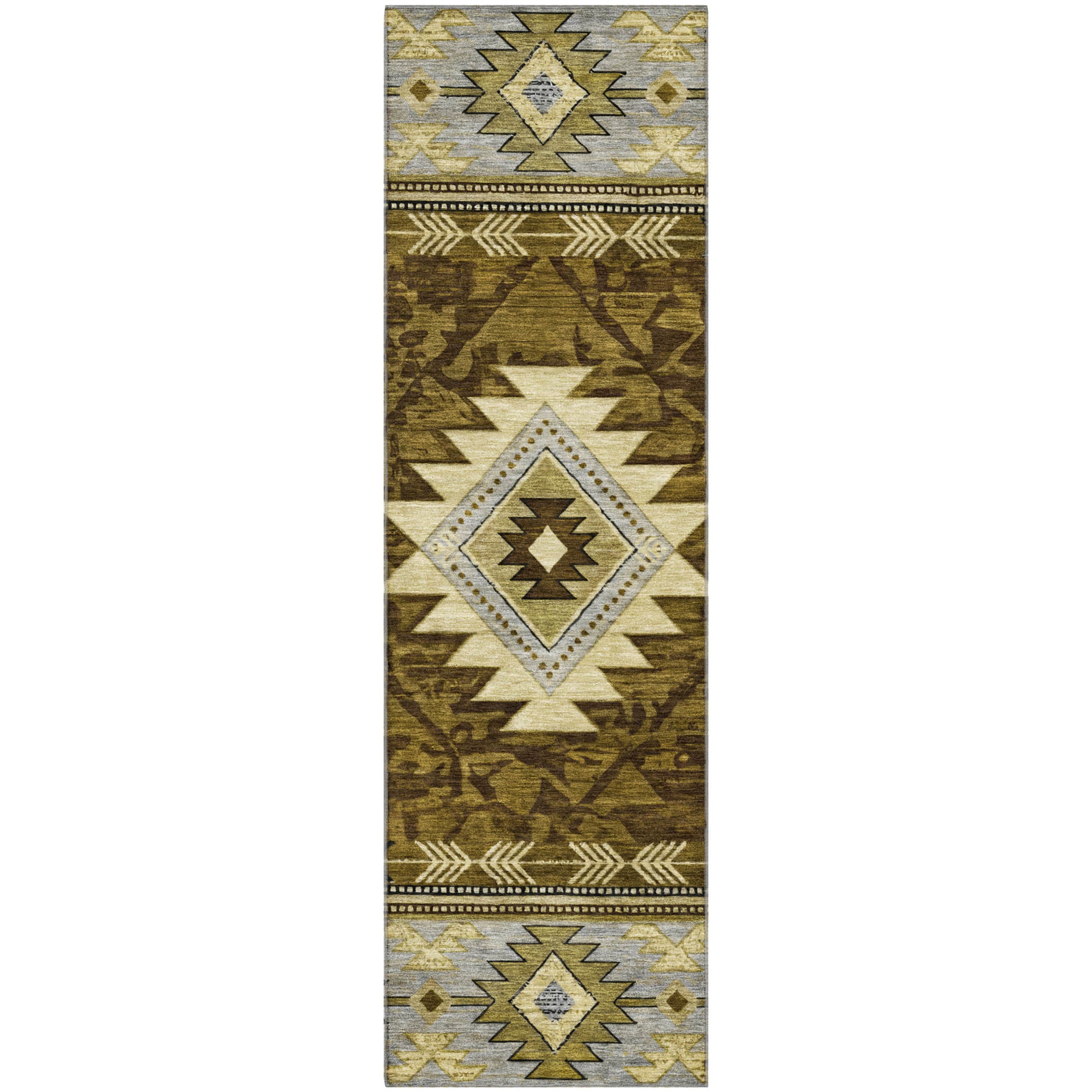 Valletta Machine Washable Transitional Brown Rug 2'3" x 7'6" #shape_Runner