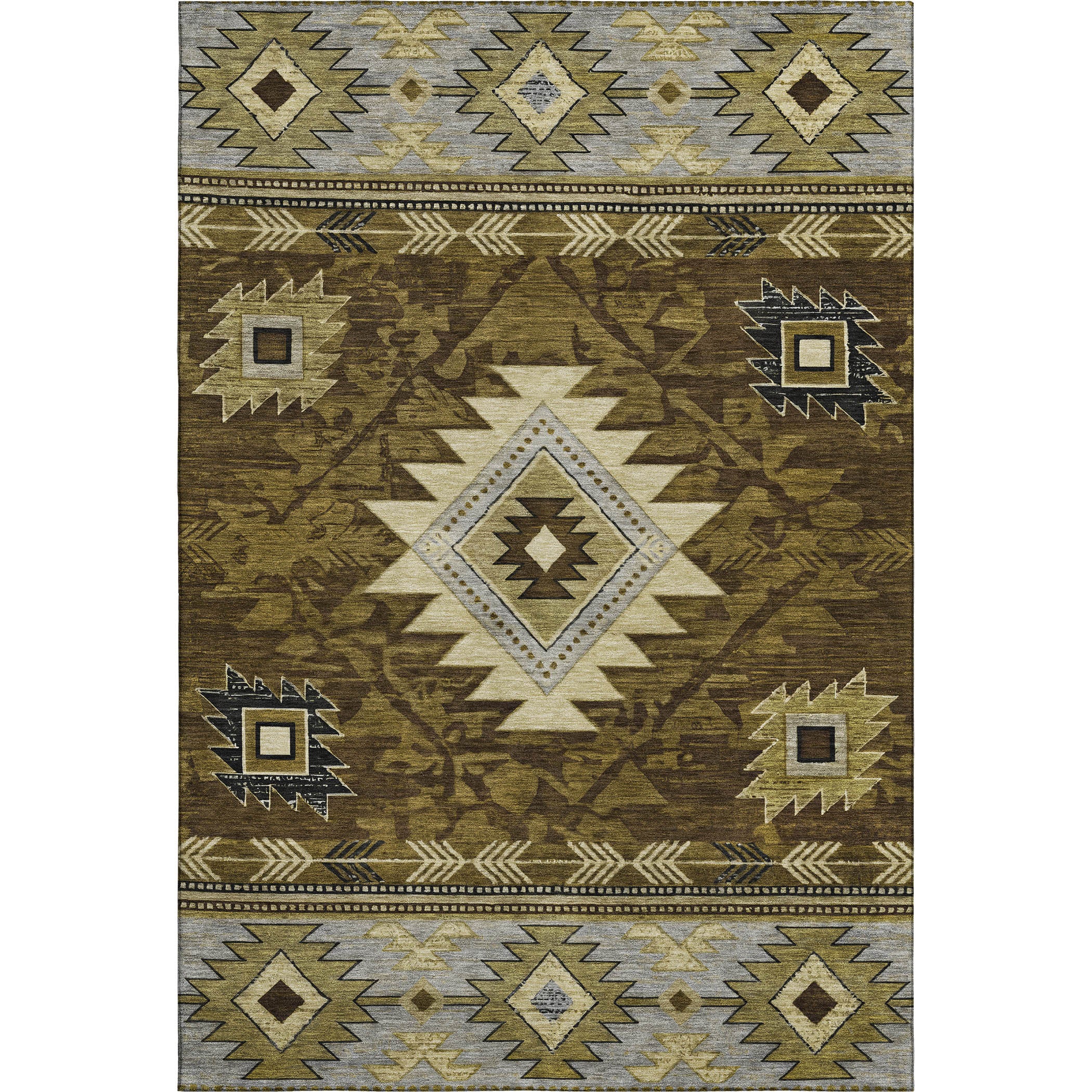 Valletta Machine Washable Transitional Brown Rug 2'6" x 3'10" #shape_Rectangle