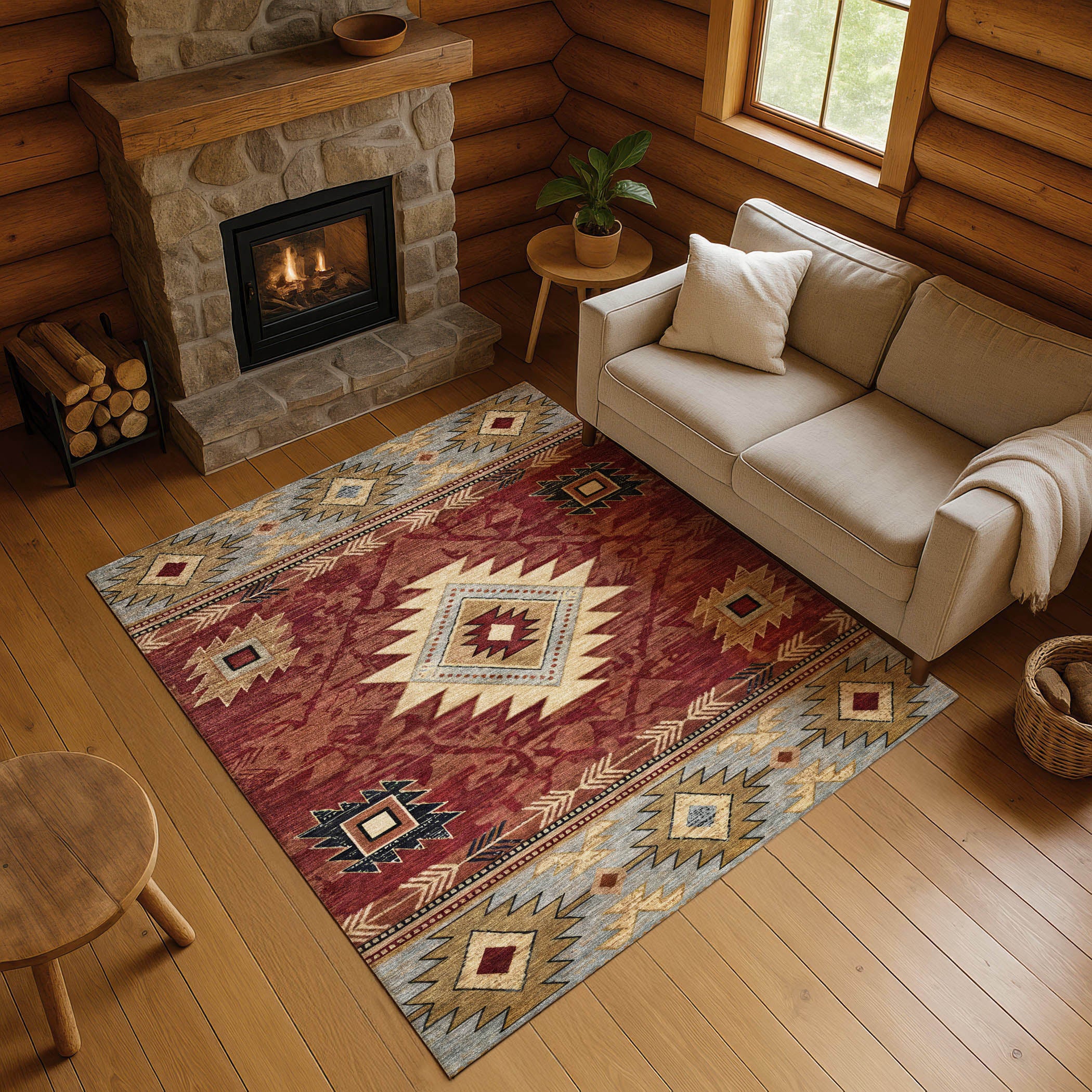 Valletta Machine Washable Transitional Paprika Orange Rug 2'6" x 3'10" #shape_Rectangle